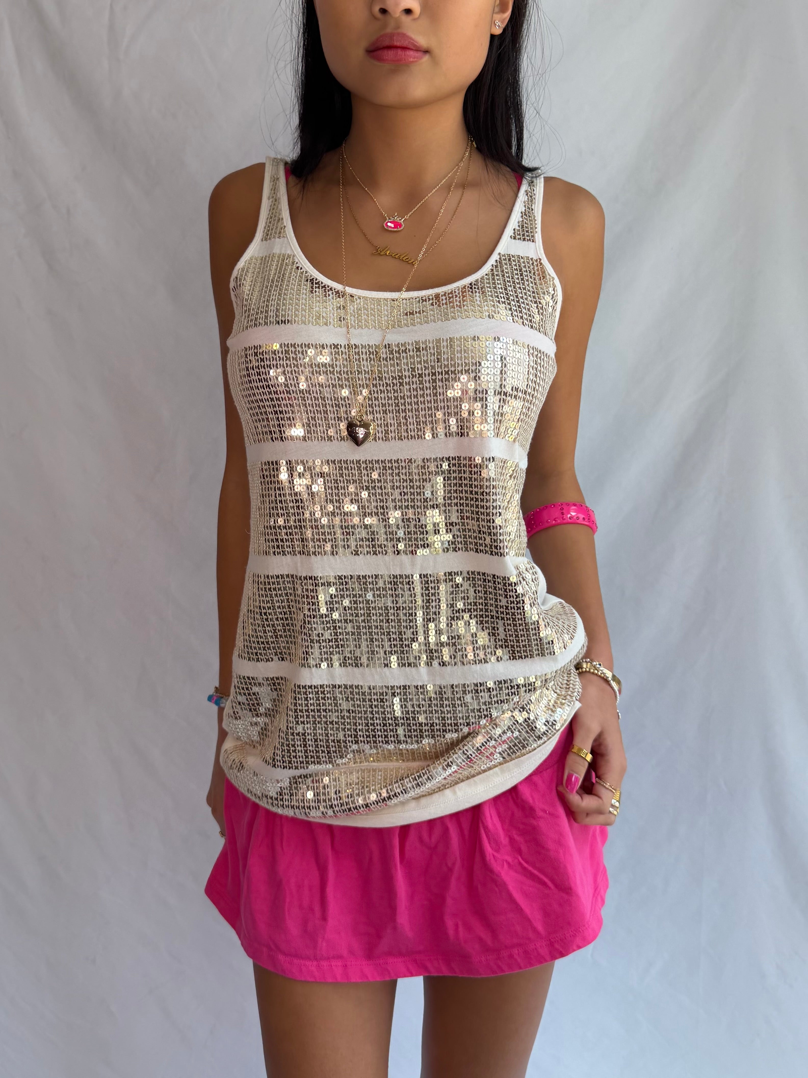 Vintage sequin stripe tank top