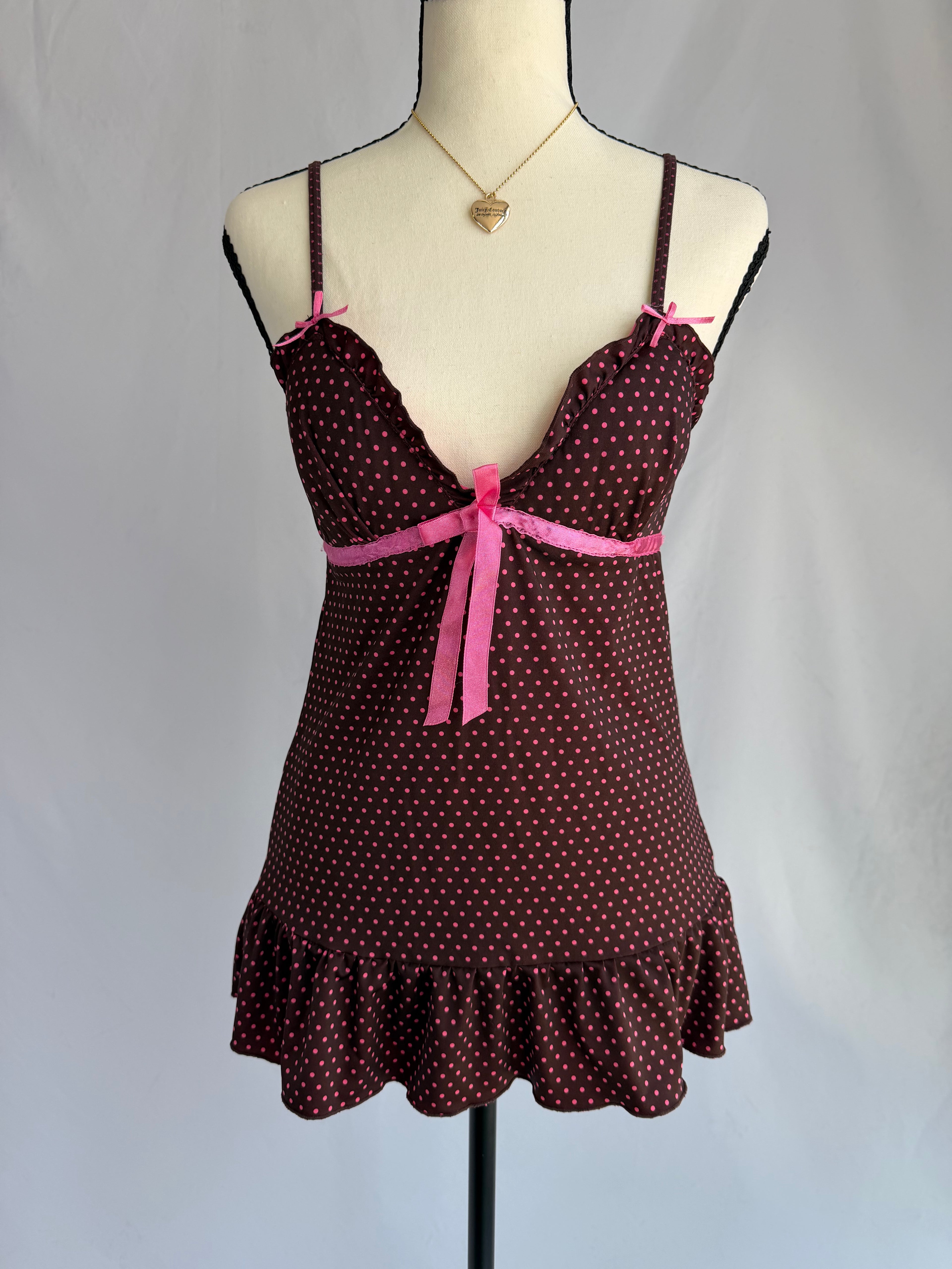 vintage pink polka dot babydoll top ⊹ ࣪ ˖ ໒꒱