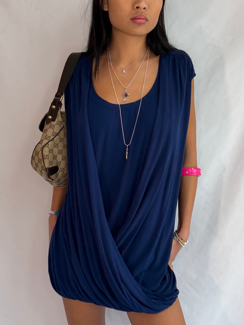 Vintage navy low neck mini dress