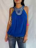 Vintage blue sequin halter top
