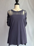 vintage grey cut out slit top ➶⊹₊