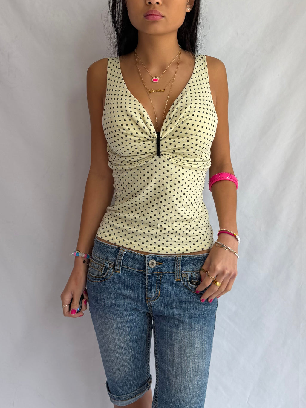 Vintage yellow polka dot tank top