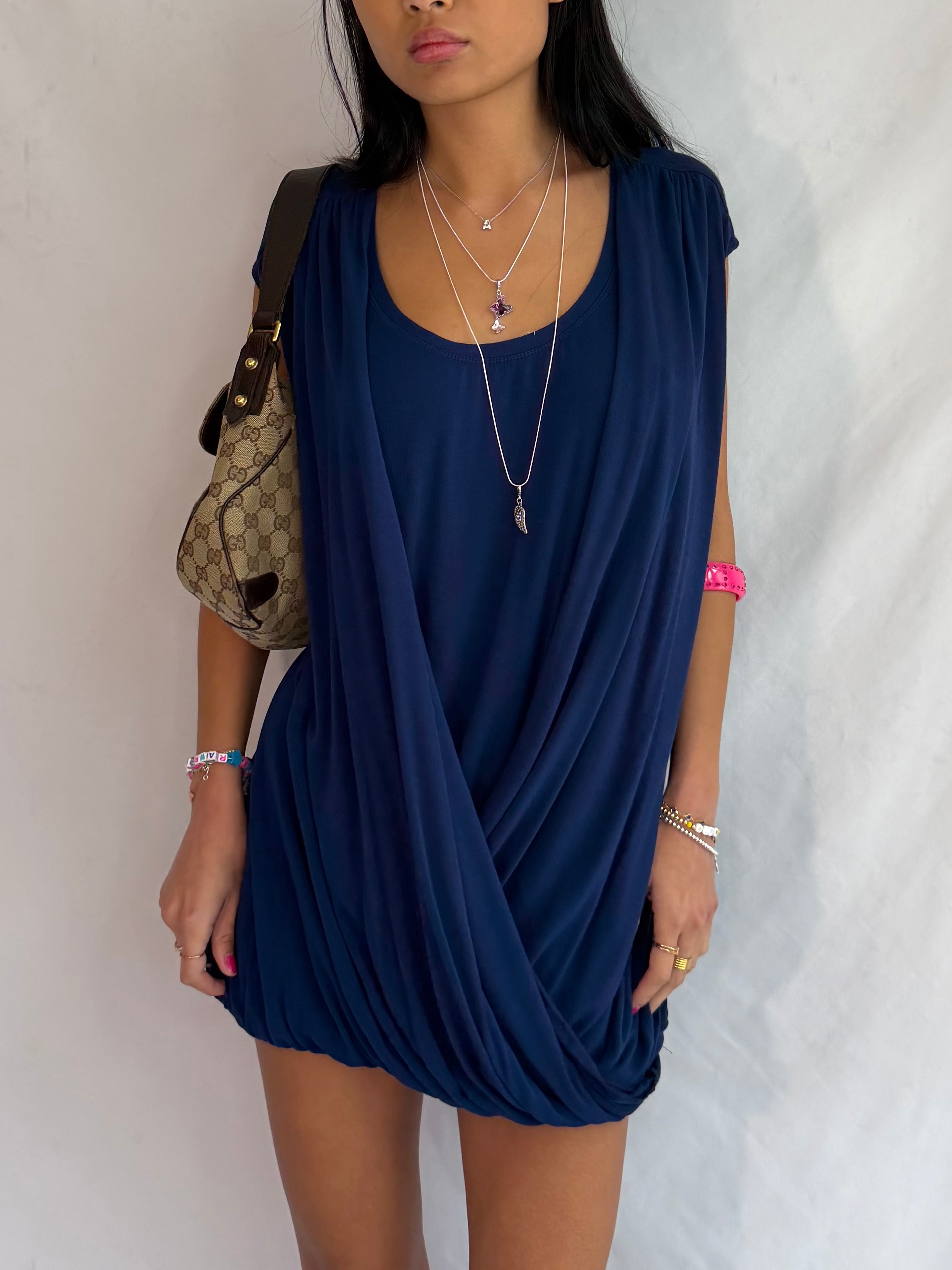 Vintage navy low neck mini dress