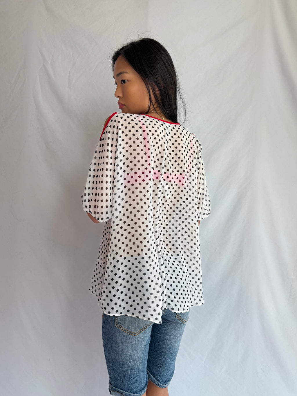 Vintage sheer polka dot top