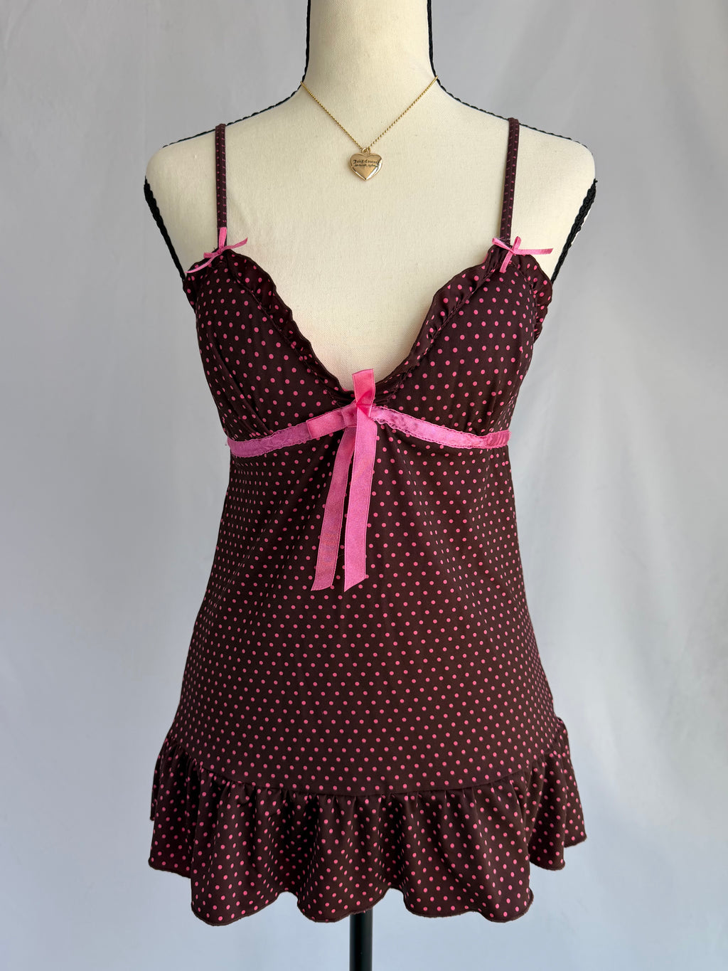 vintage pink polka dot babydoll top ⊹ ࣪ ˖ ໒꒱
