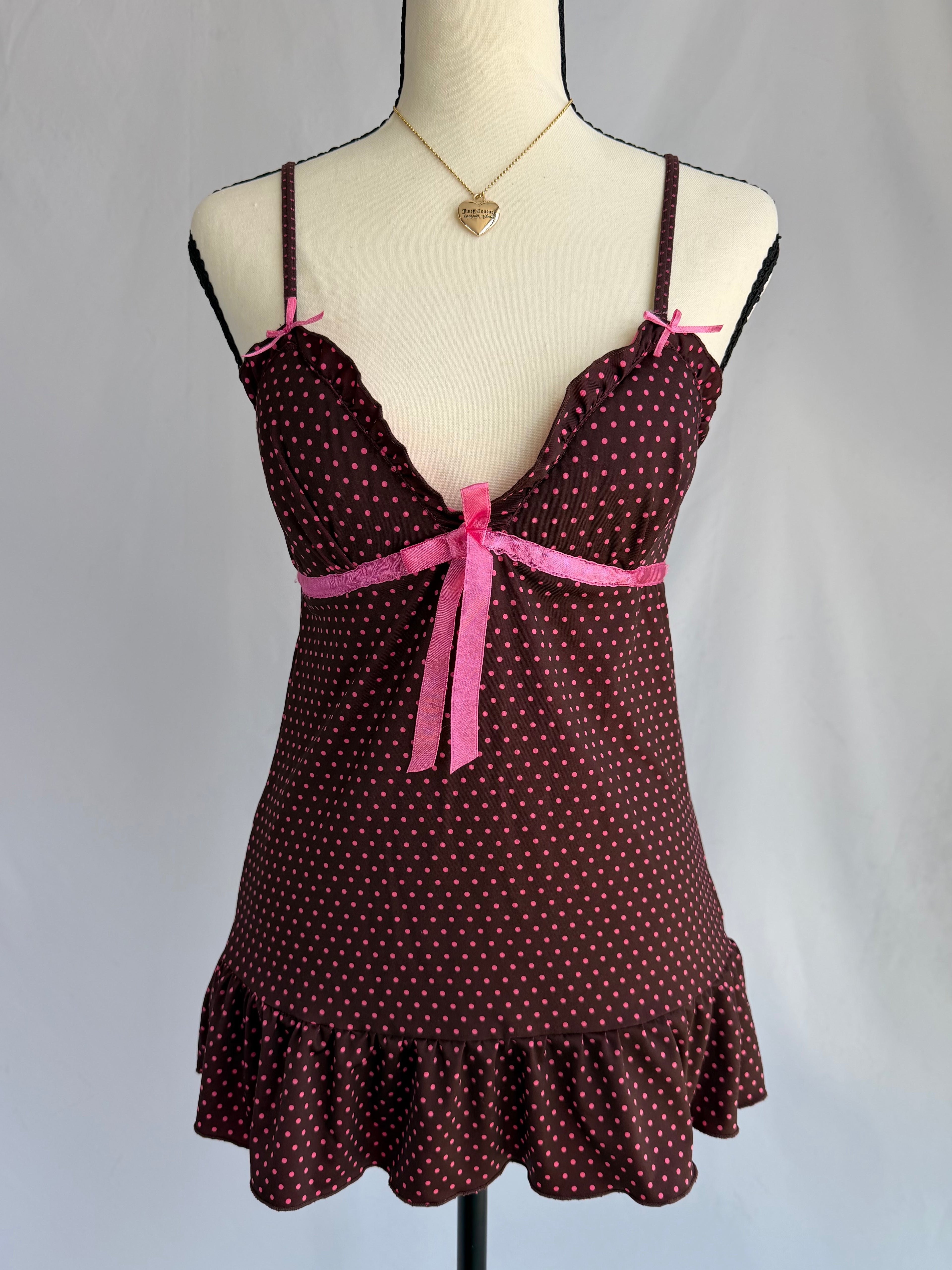 vintage pink polka dot babydoll top ⊹ ࣪ ˖ ໒꒱