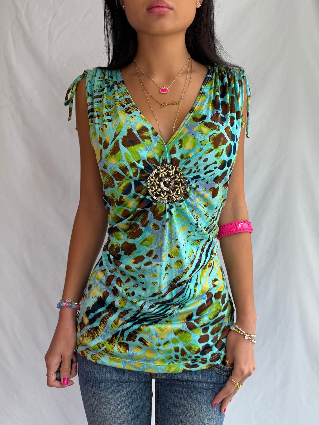 Vintage teal halter top