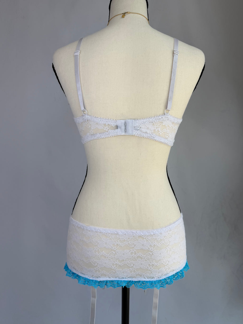 vintage blue lingerie skirt set ♡