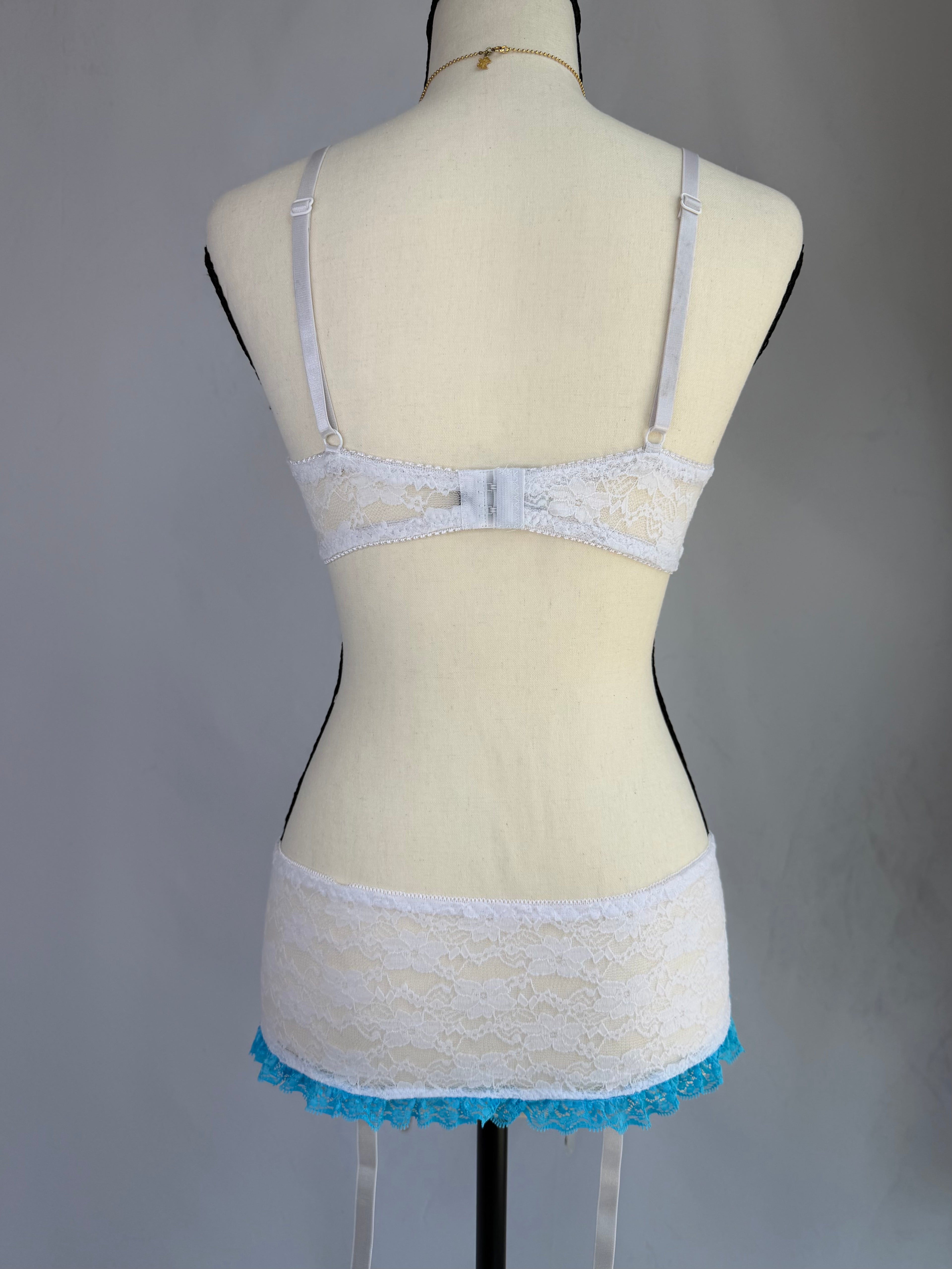 vintage blue lingerie skirt set ♡