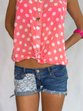 Vintage lace low rise denim shorts