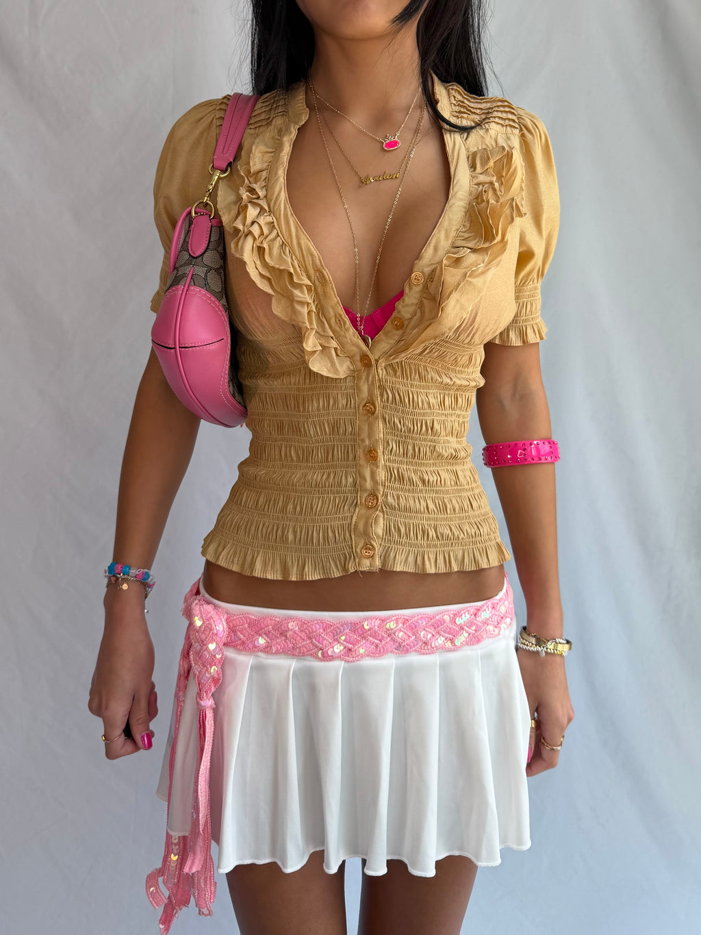 Vintage gold button up top