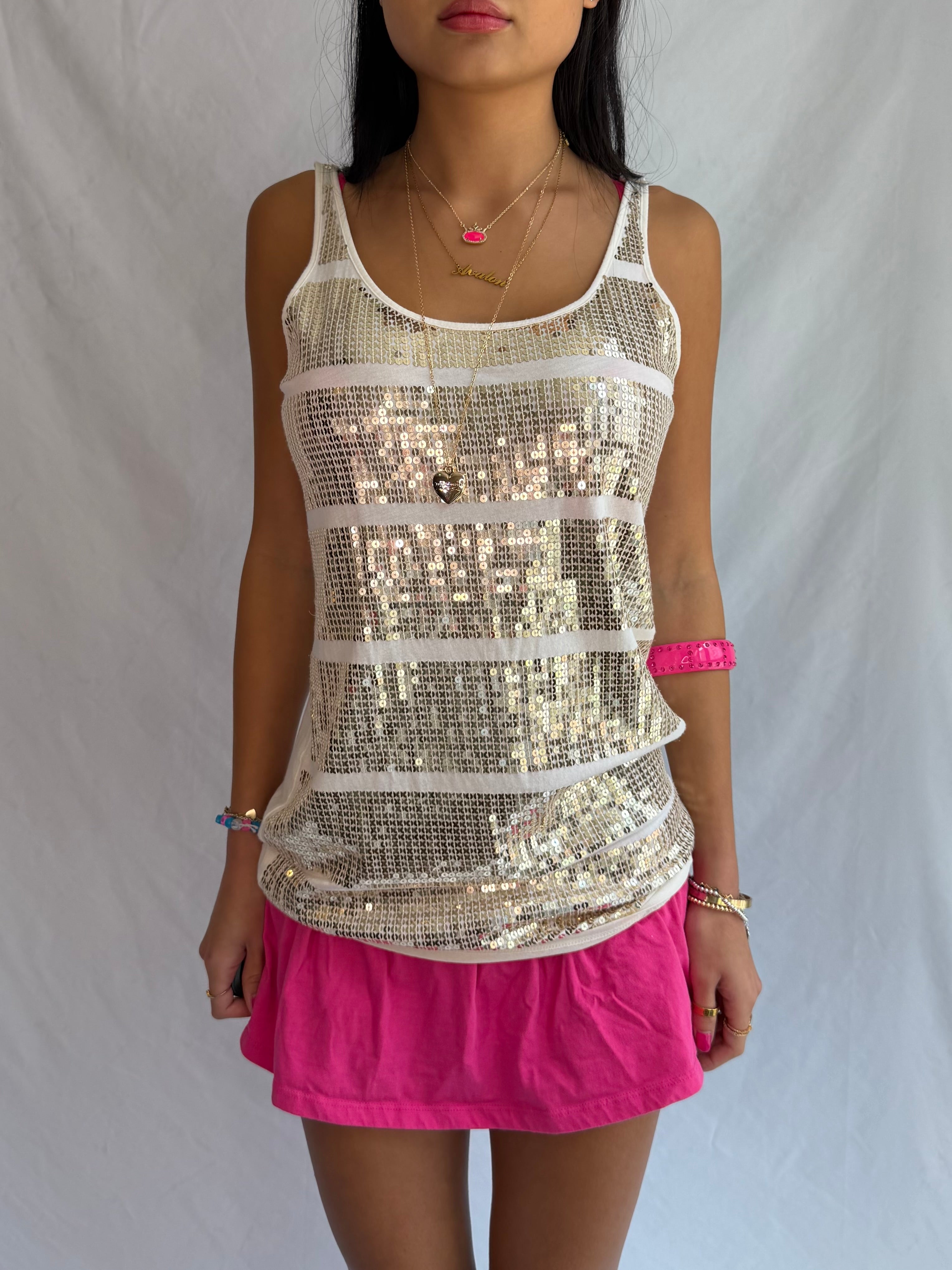 Vintage sequin stripe tank top