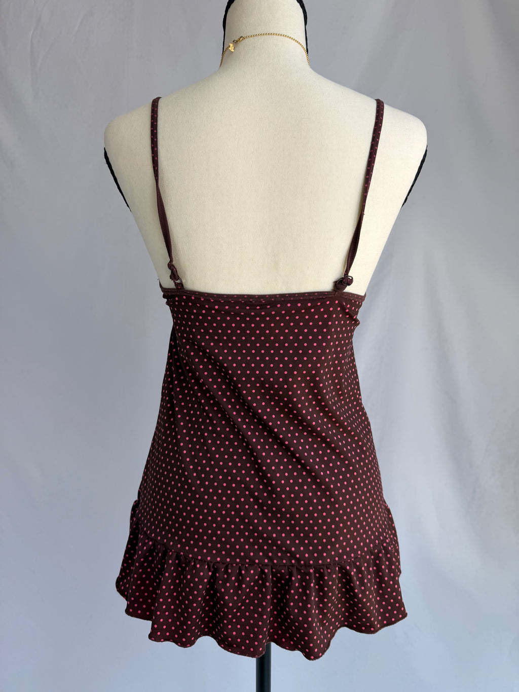vintage pink polka dot babydoll top ⊹ ࣪ ˖ ໒꒱