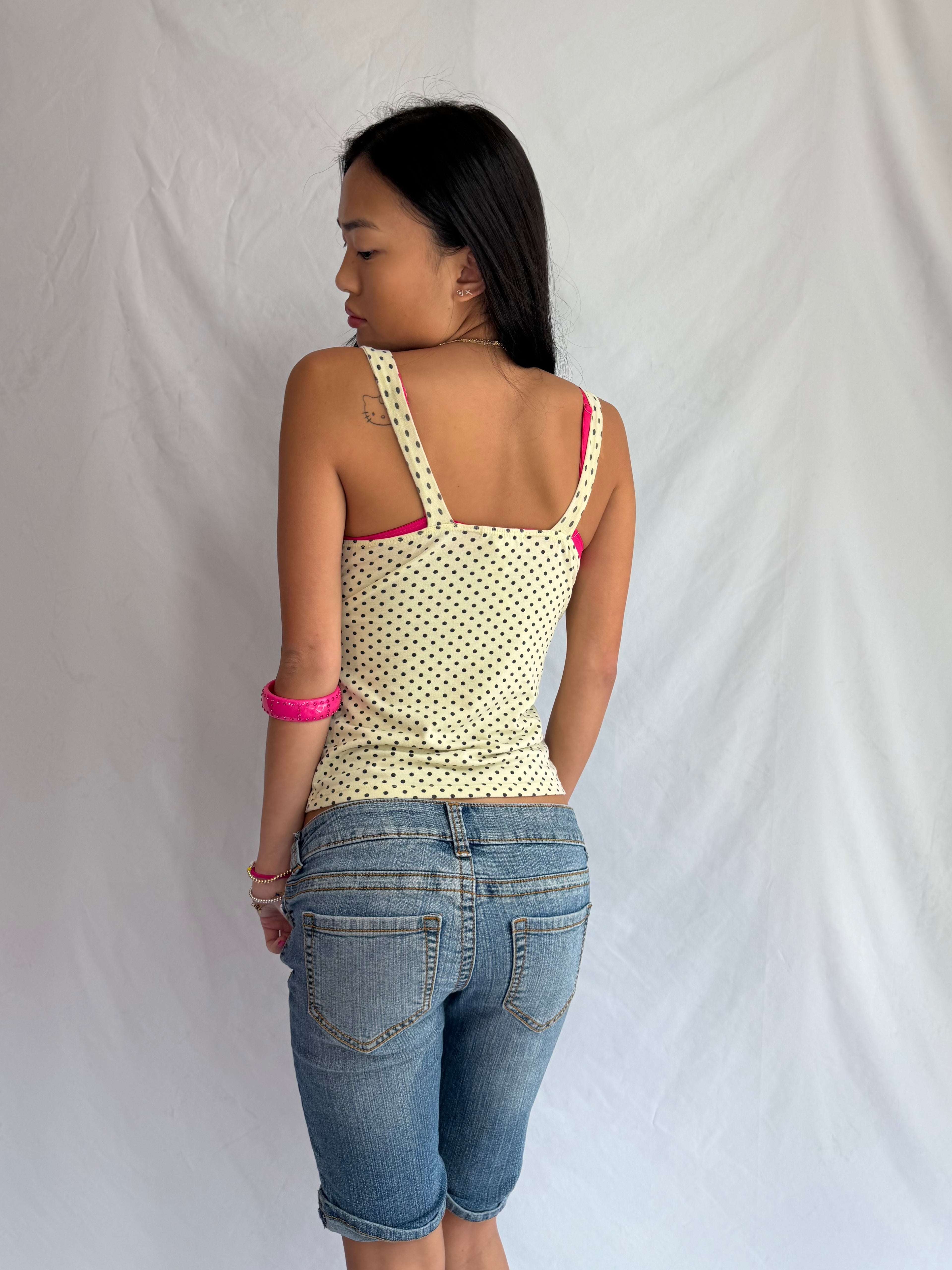 Vintage yellow polka dot tank top