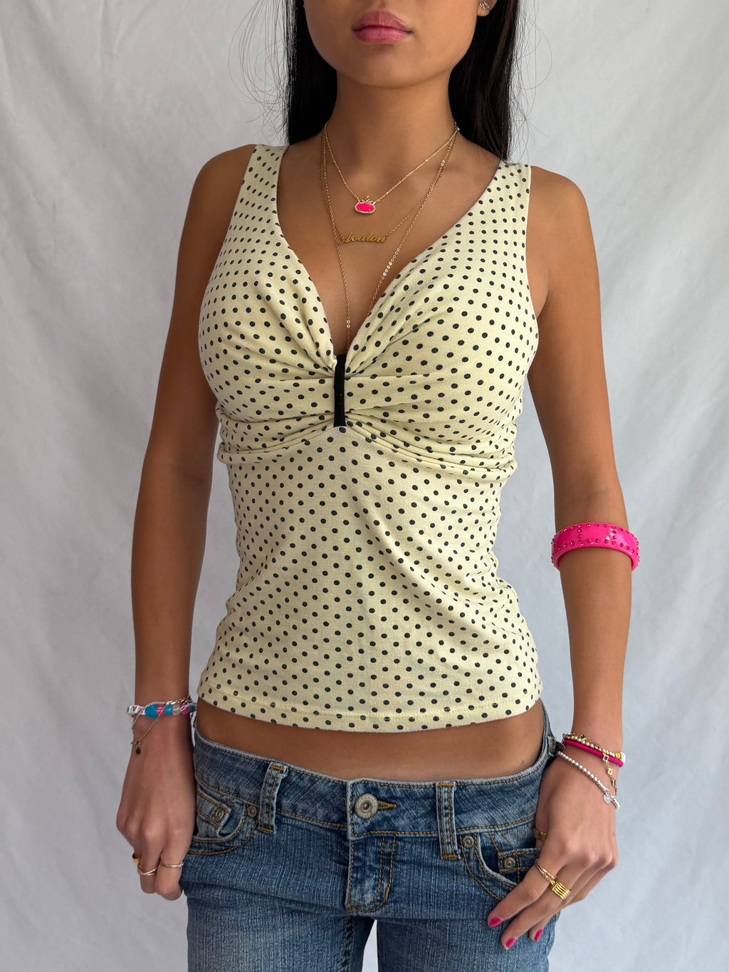Vintage yellow polka dot tank top
