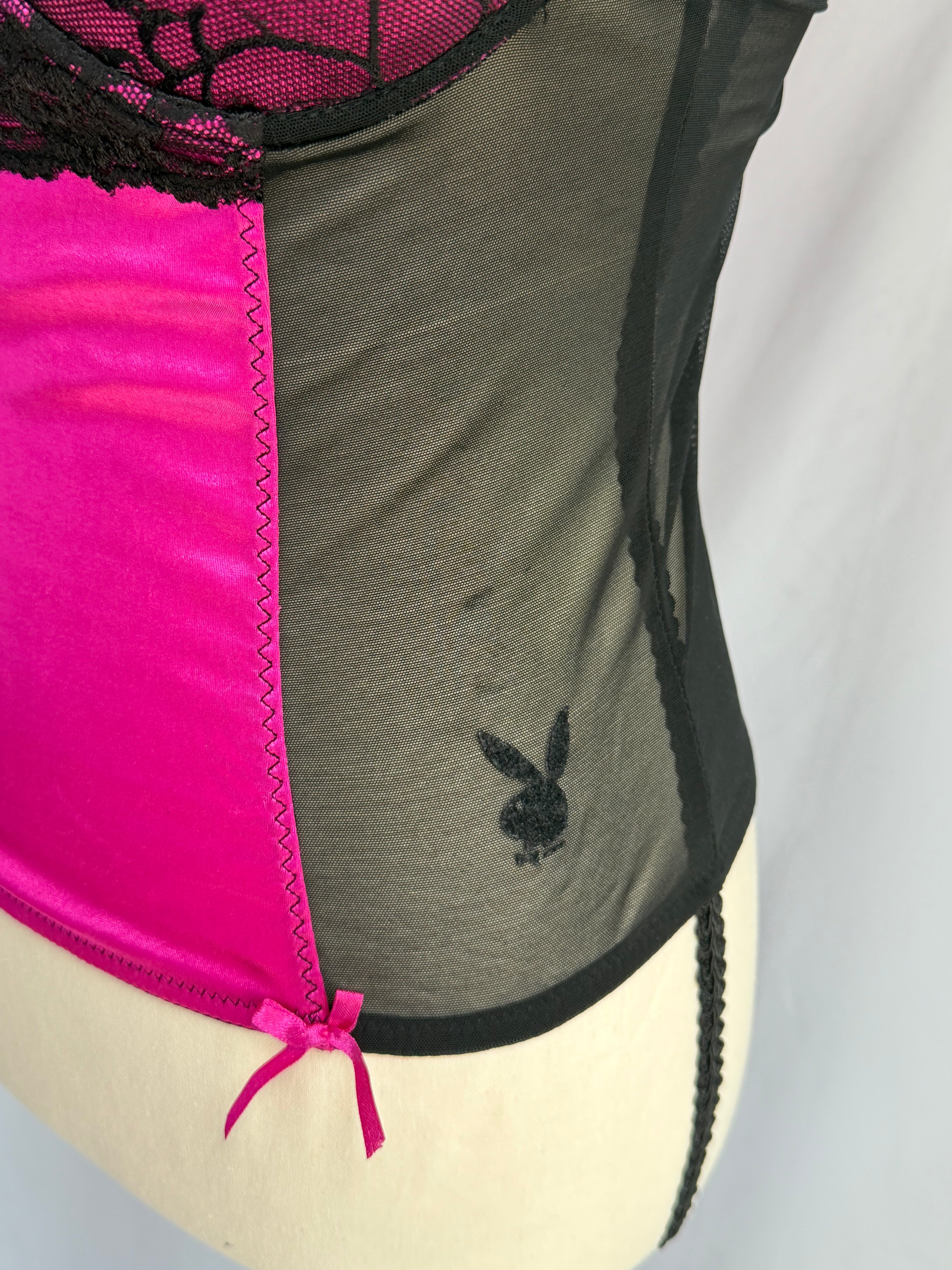 vintage hot pink Playboy corset .𖥔 ݁ ˖