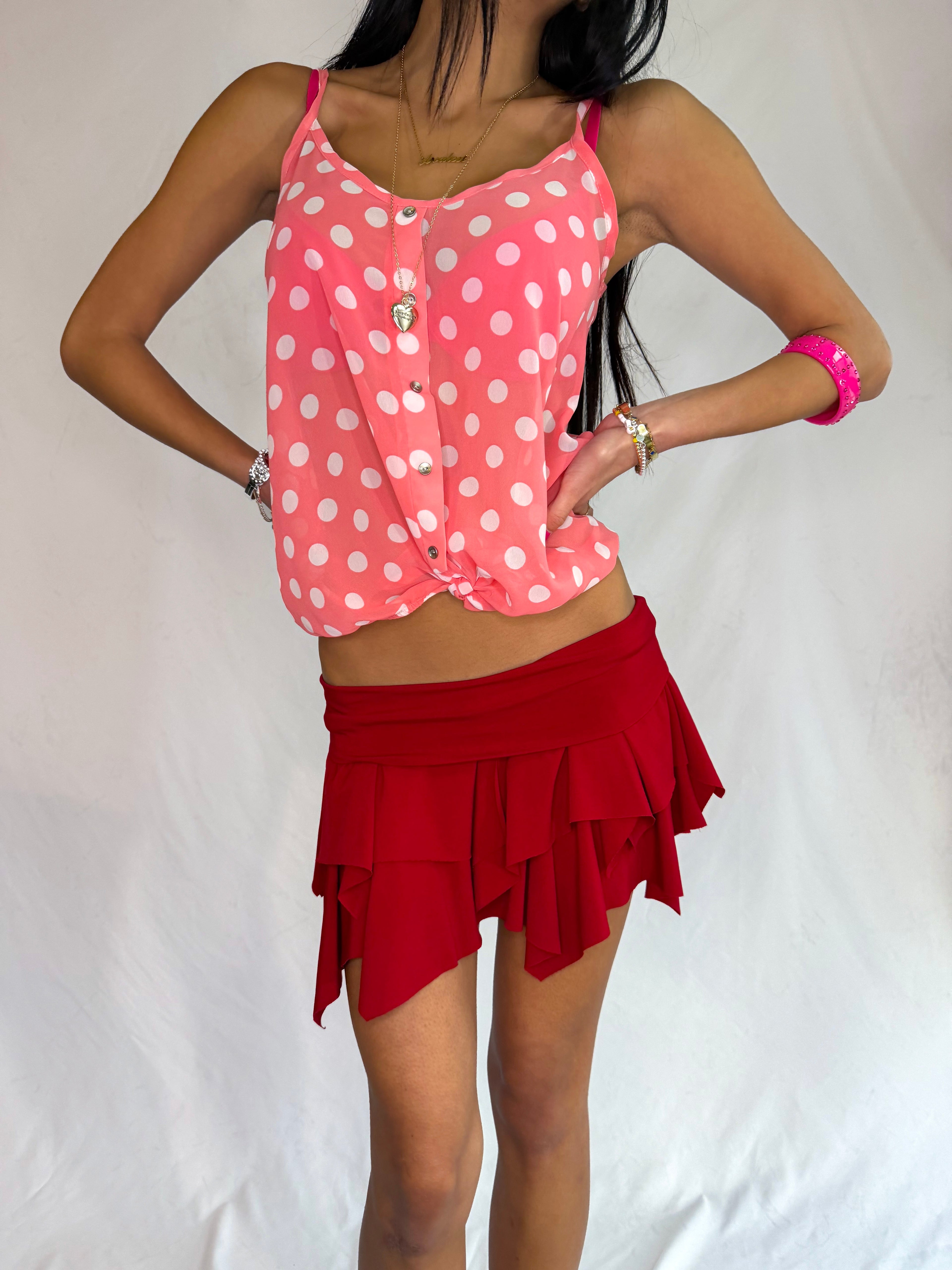 Vintage red asymmetrical skirt