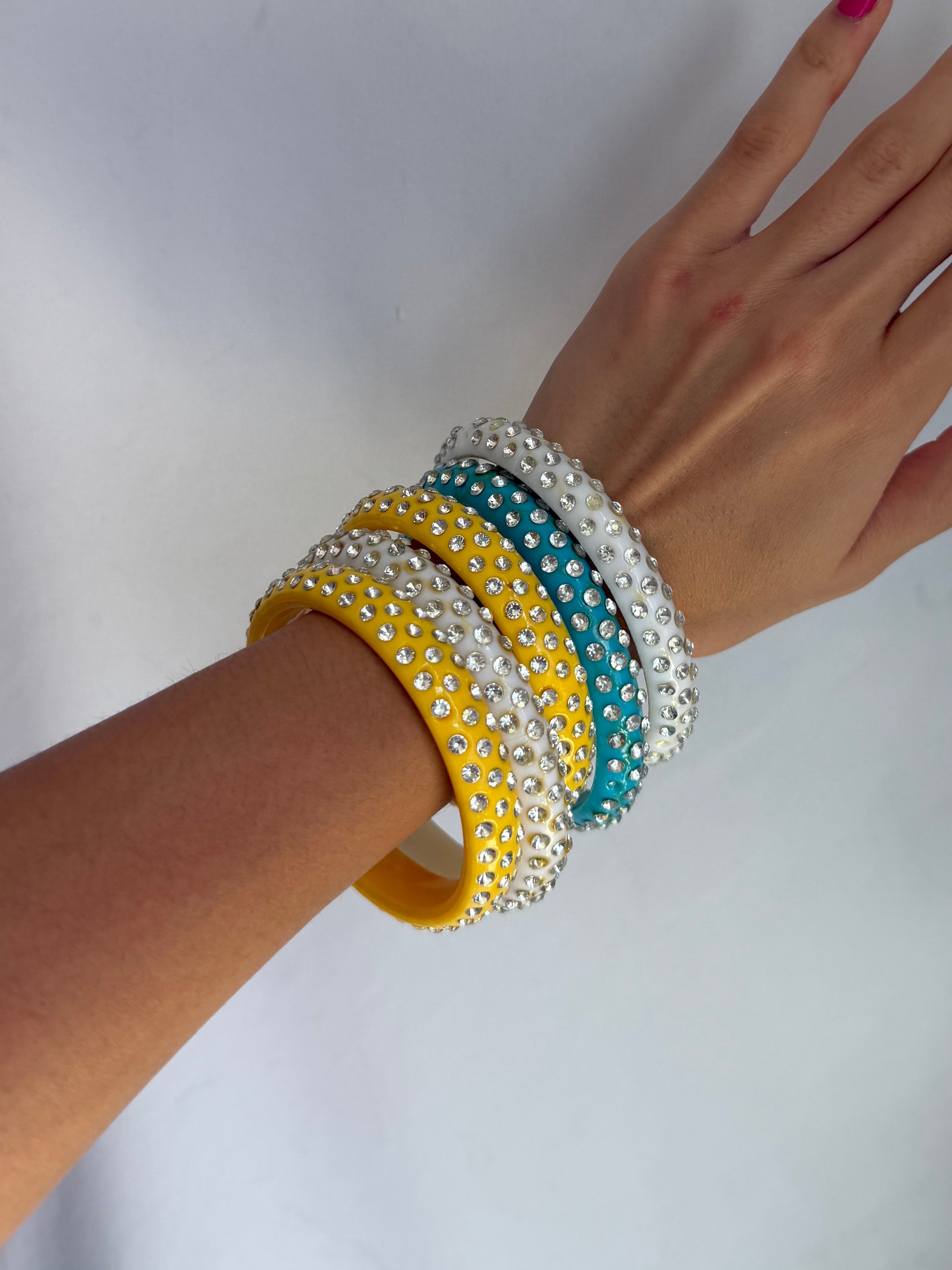 Deadstock rhinestone bangle bracelet set