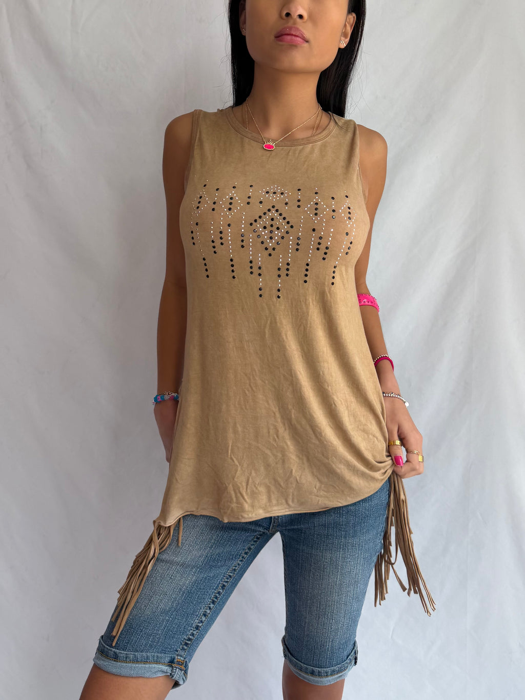 Vintage fringe tank top