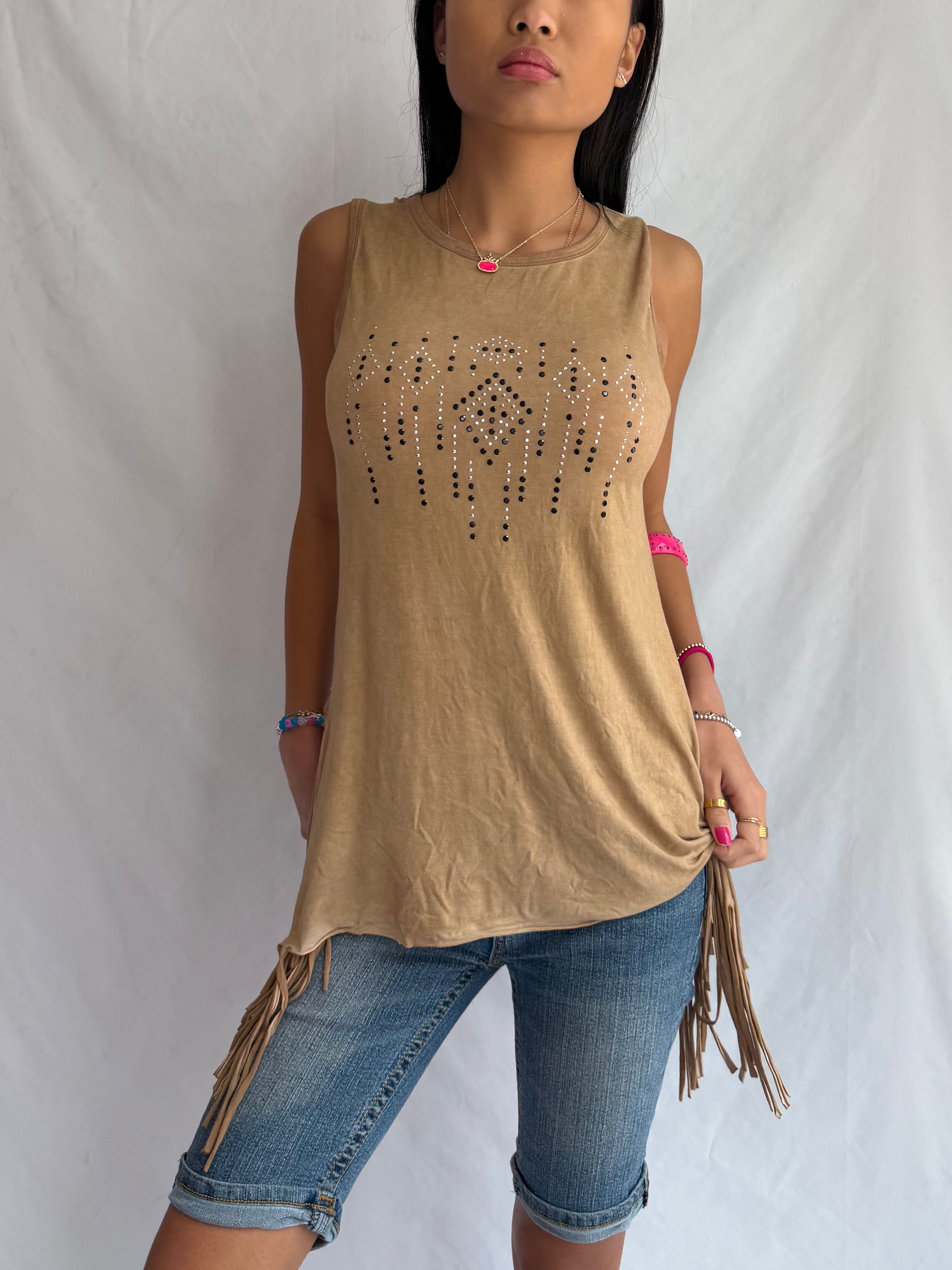 Vintage fringe tank top