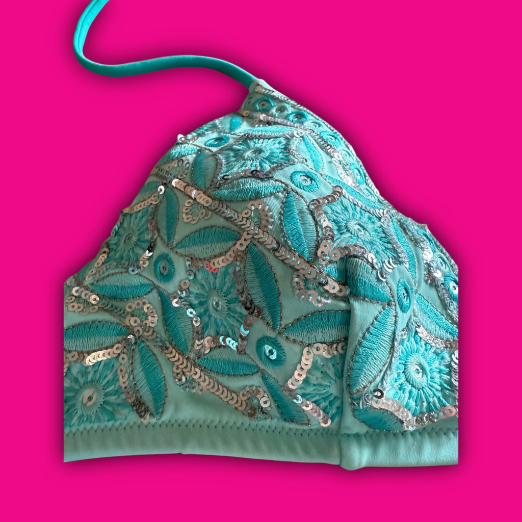 Vintage Victoria Secret teal sequin bikini