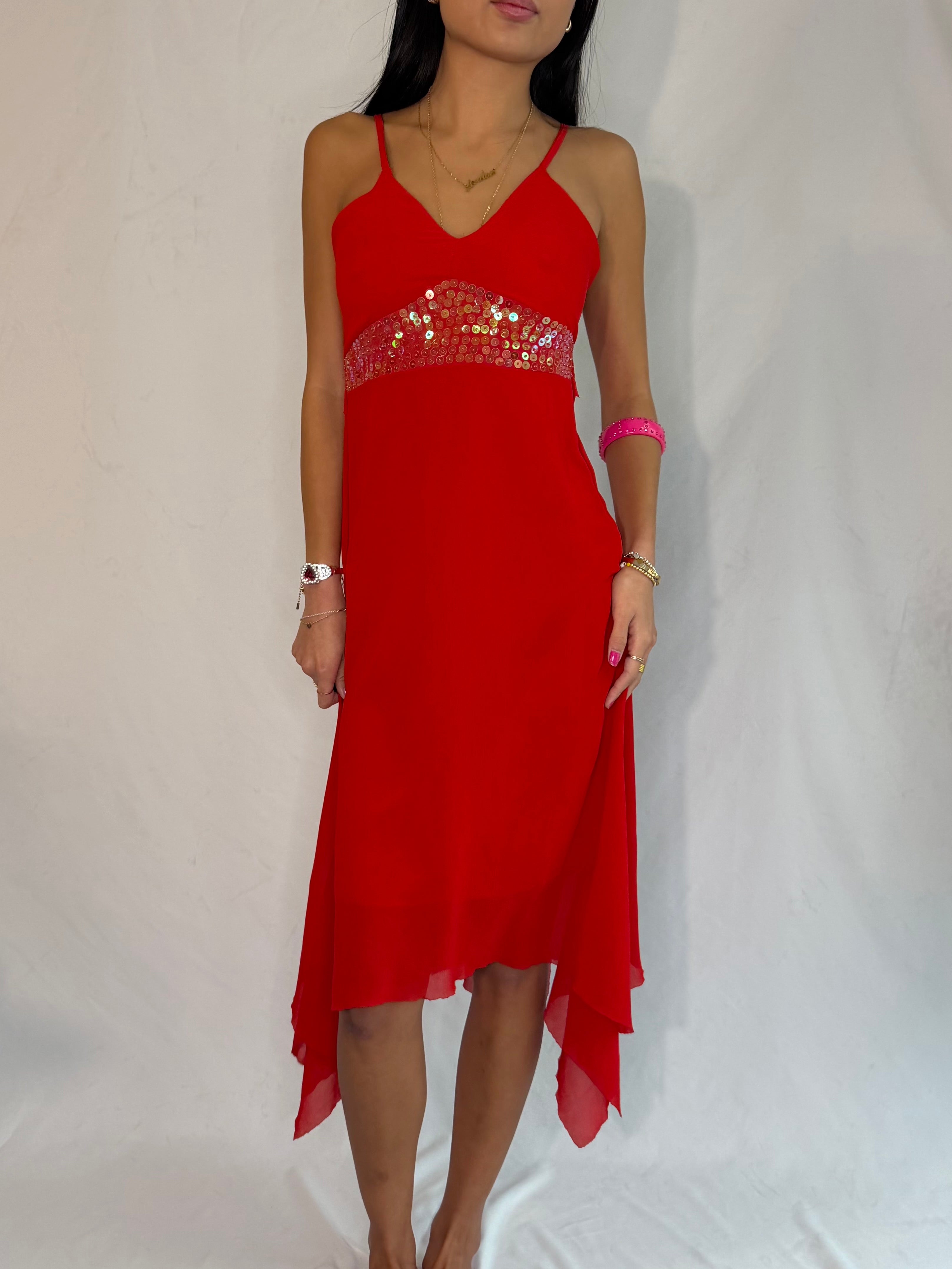 Vintage red fairy midi dress