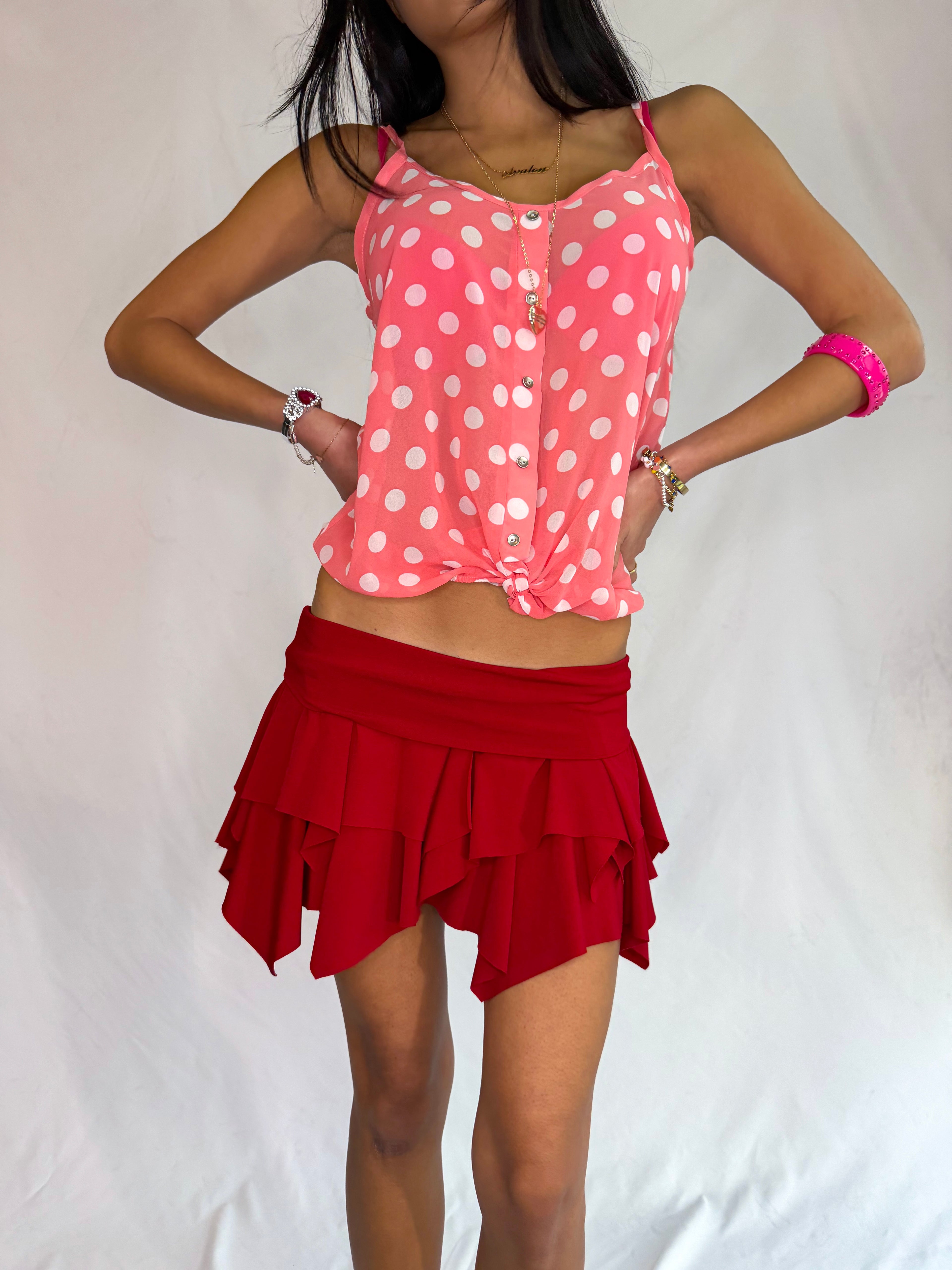 Vintage red asymmetrical skirt
