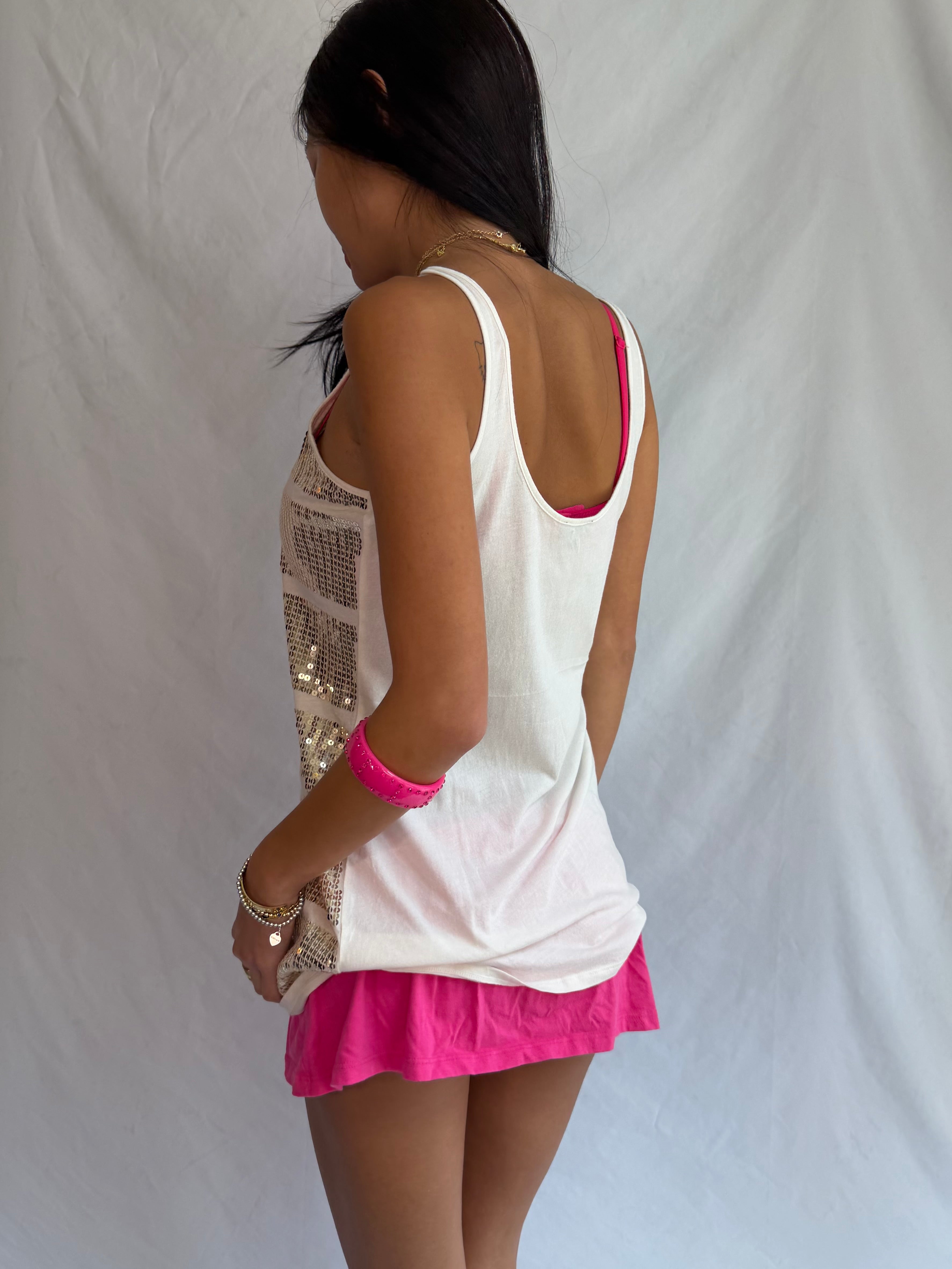 Vintage sequin stripe tank top