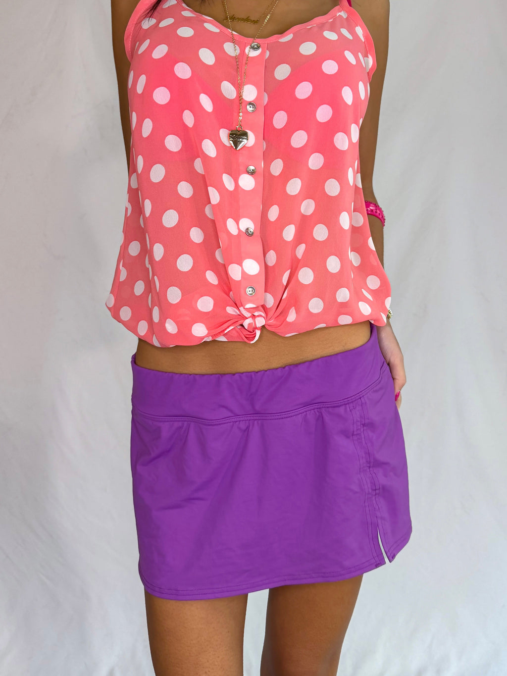 Vintage purple low rise mini swim skirt
