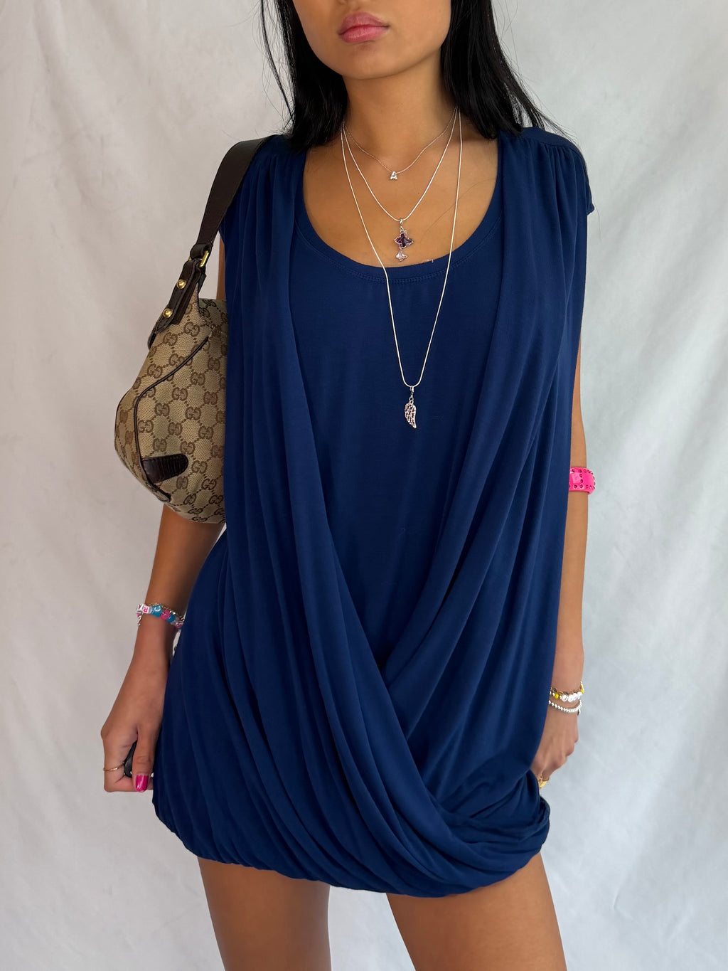 Vintage navy low neck mini dress