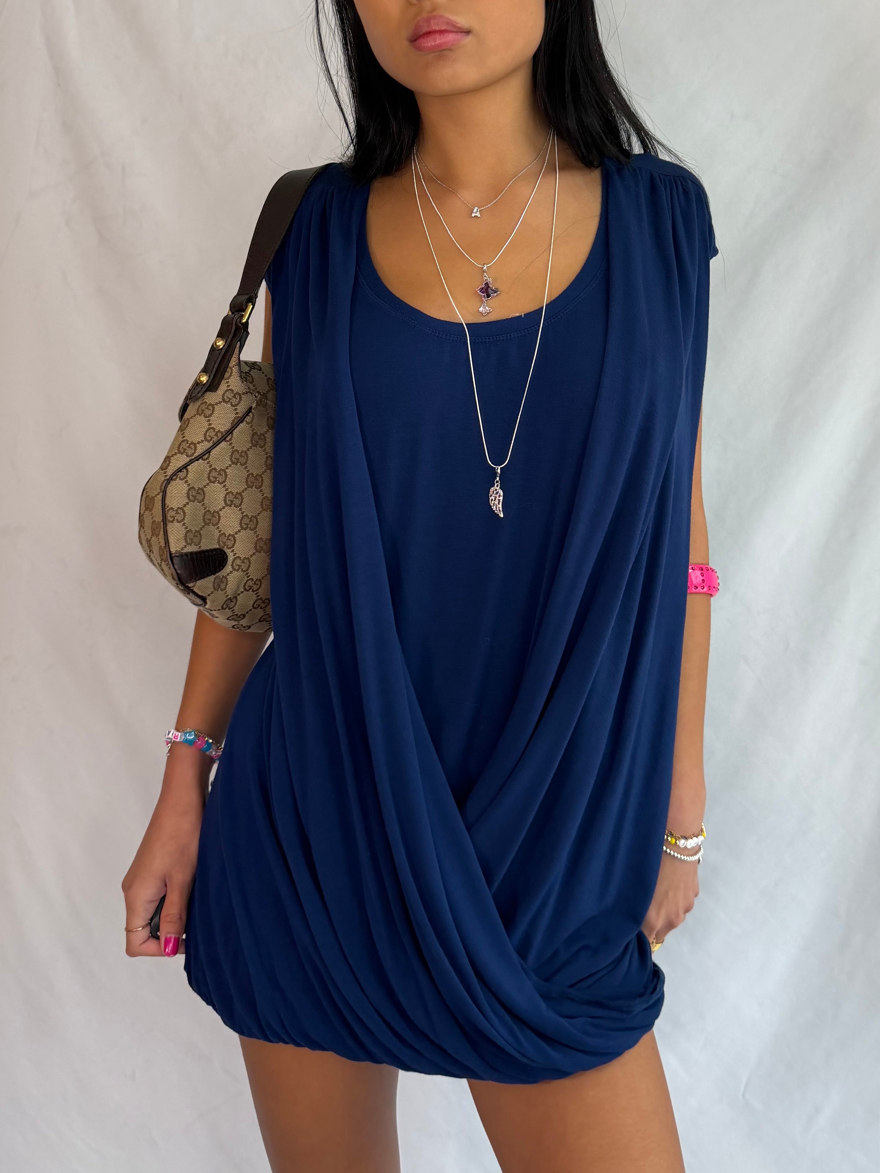 Vintage navy low neck mini dress