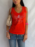 Vintage orange bedazzled tank top