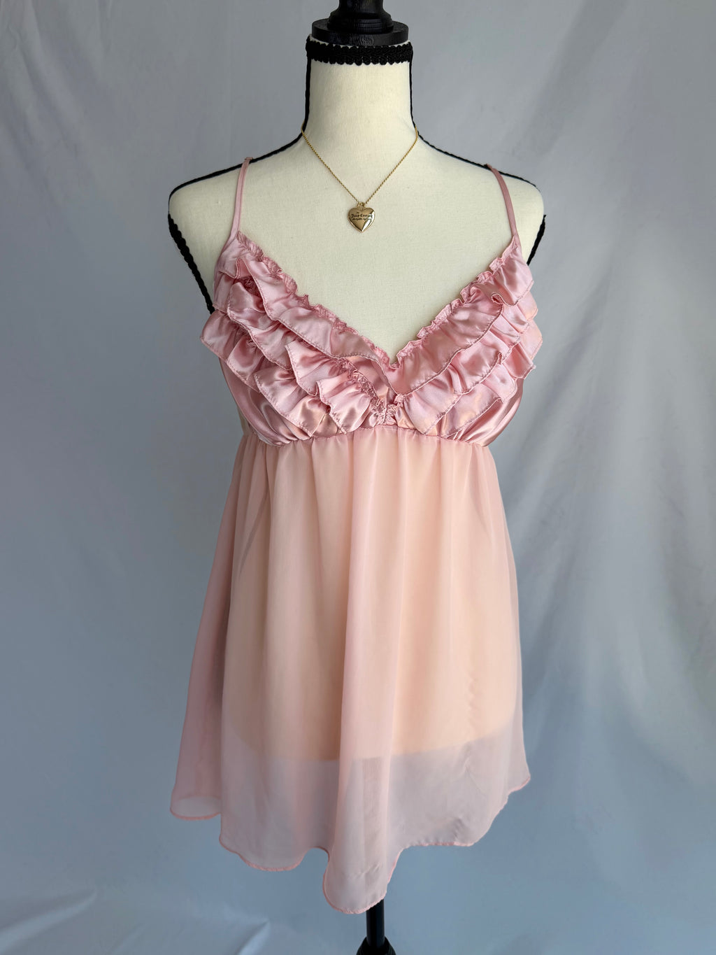 vintage pink ruffle babydoll top ˖ ݁♬⋆.˚𝄞