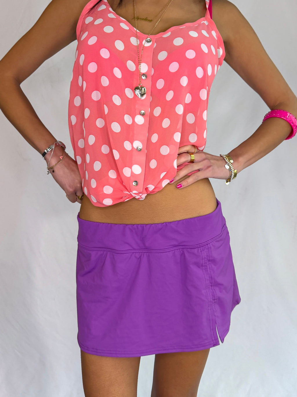 Vintage purple low rise mini swim skirt