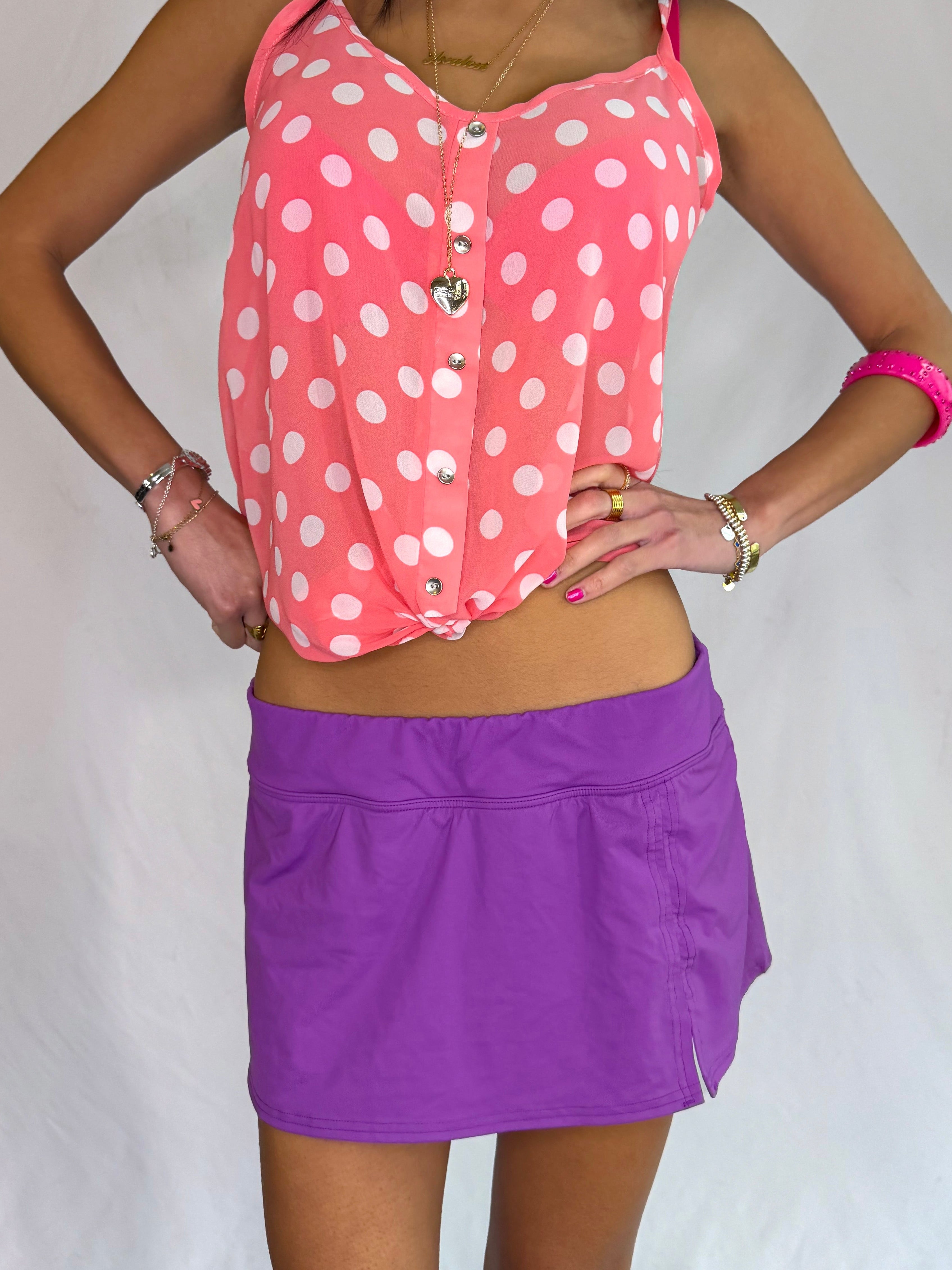 Vintage purple low rise mini swim skirt