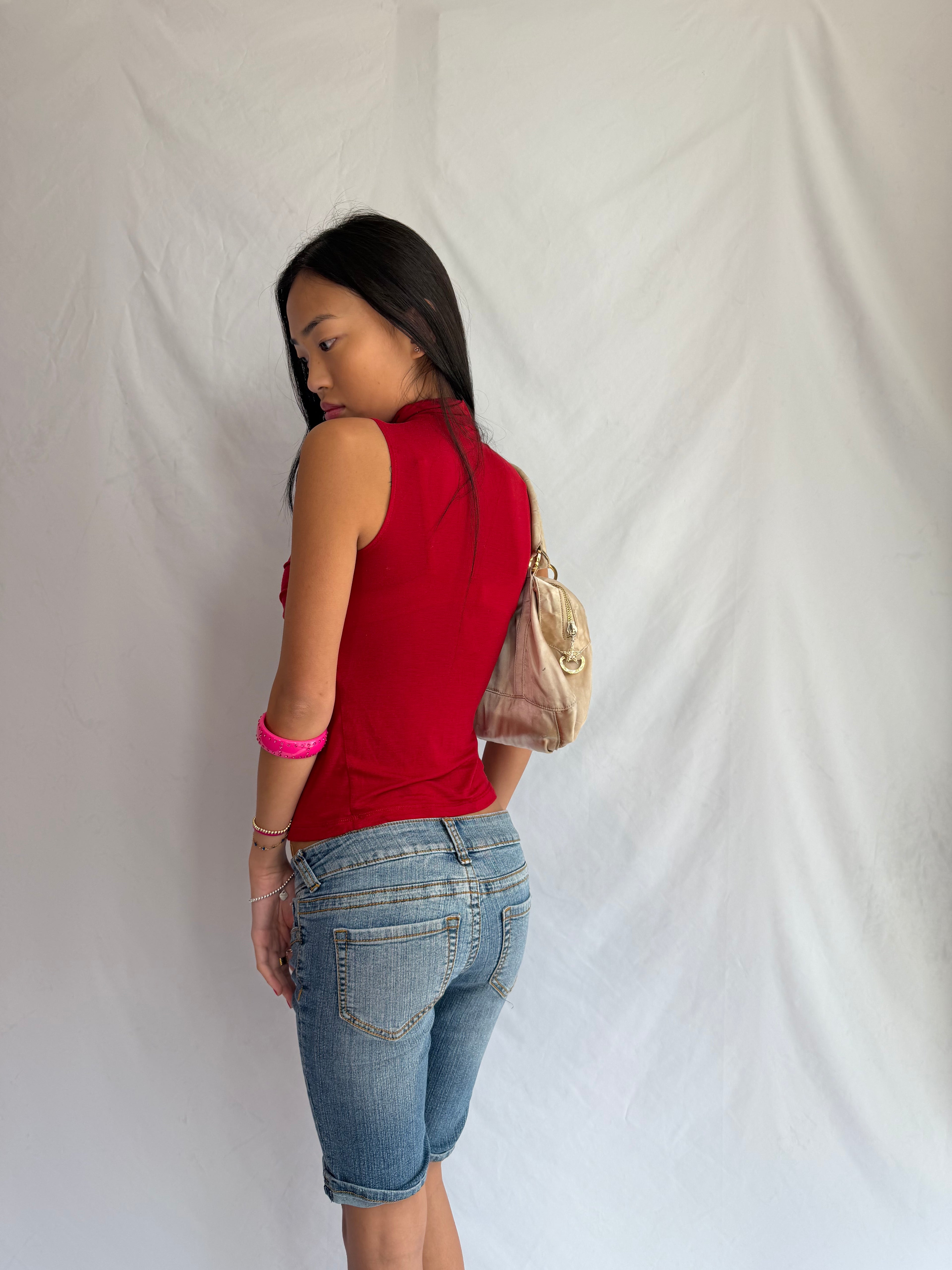 Vintage red high neck halter top
