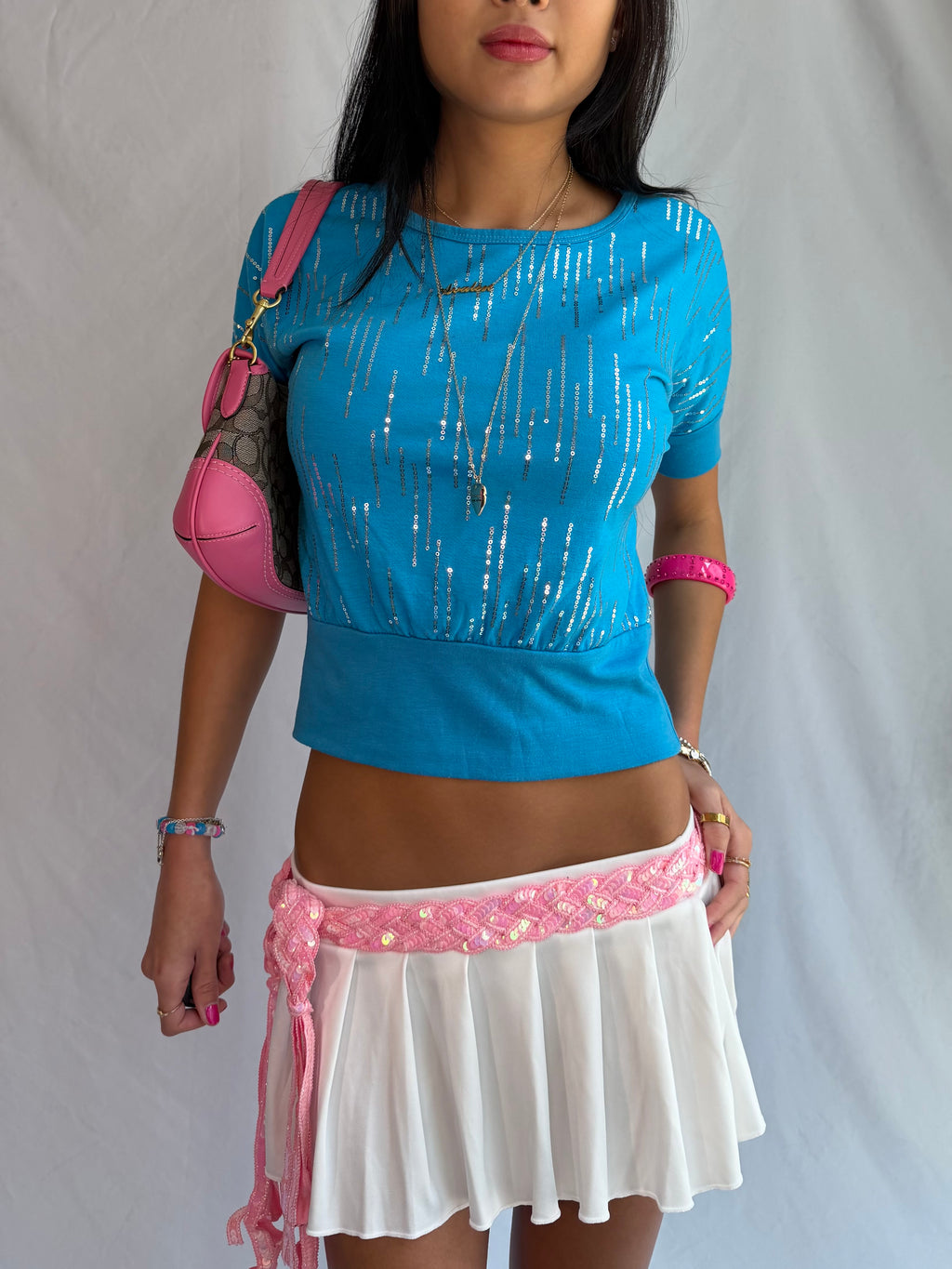 Vintage blue sequin top