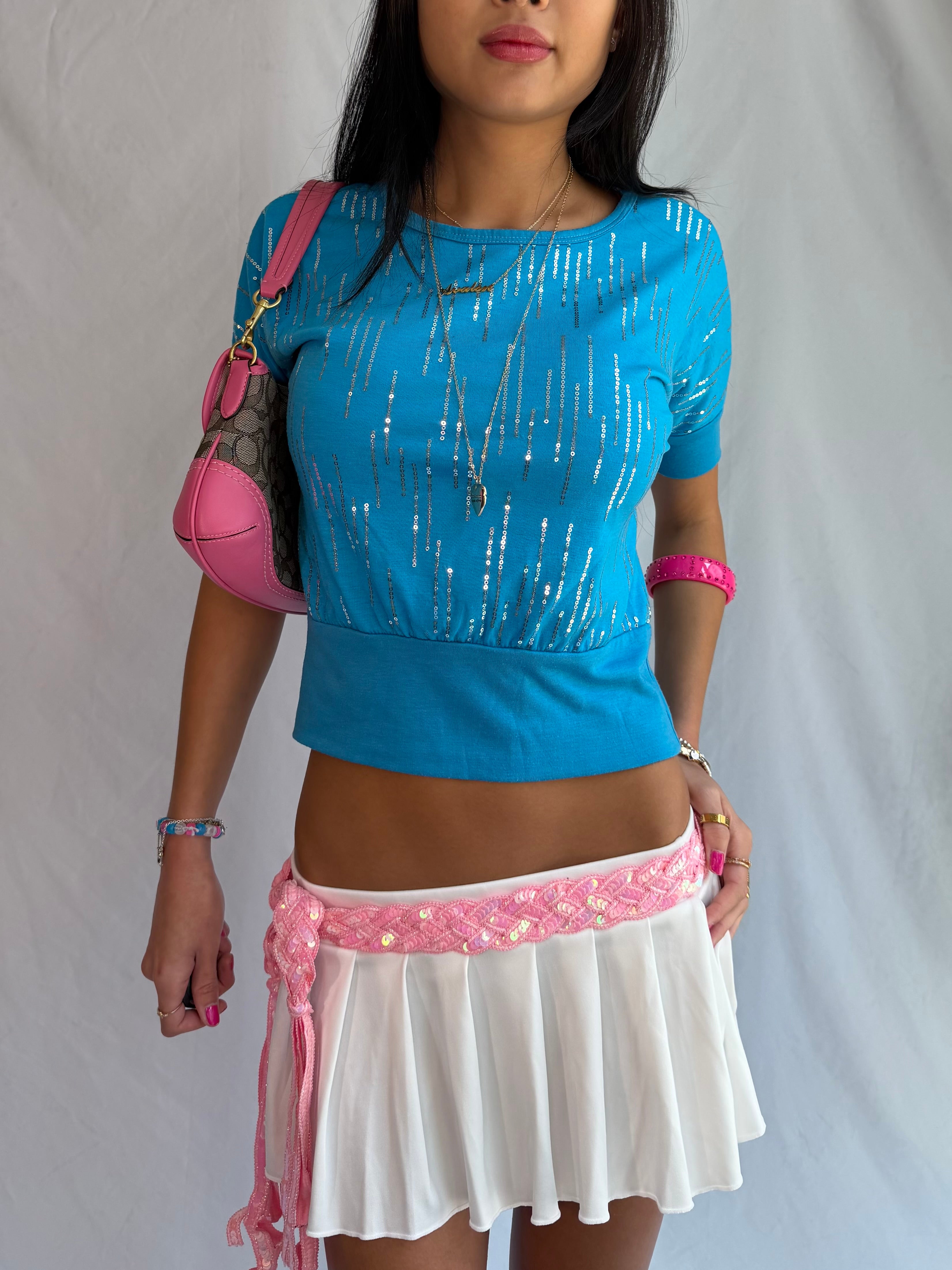 Vintage blue sequin top
