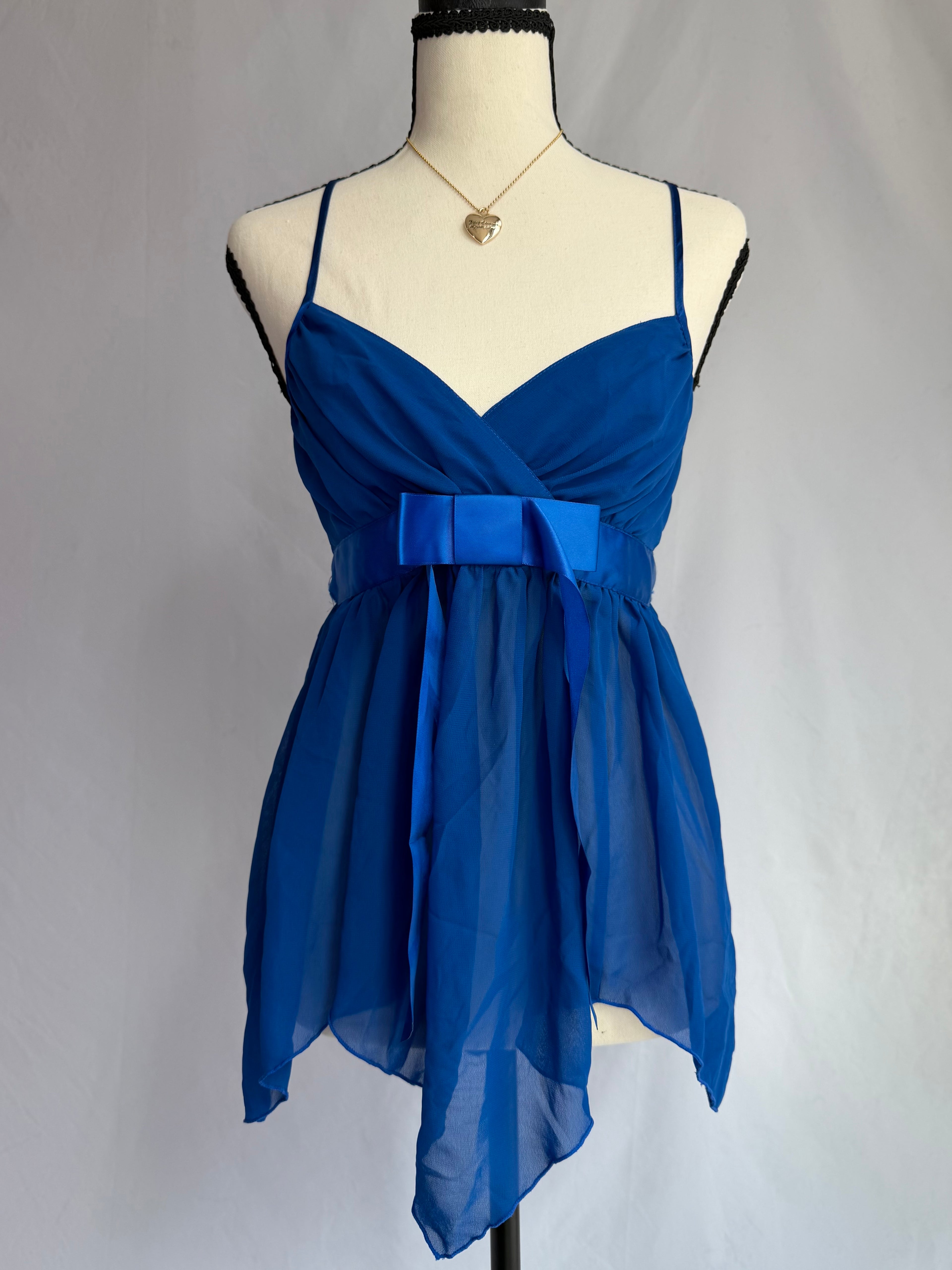 vintage royal blue babydoll top ⊹ ࣪ ˖