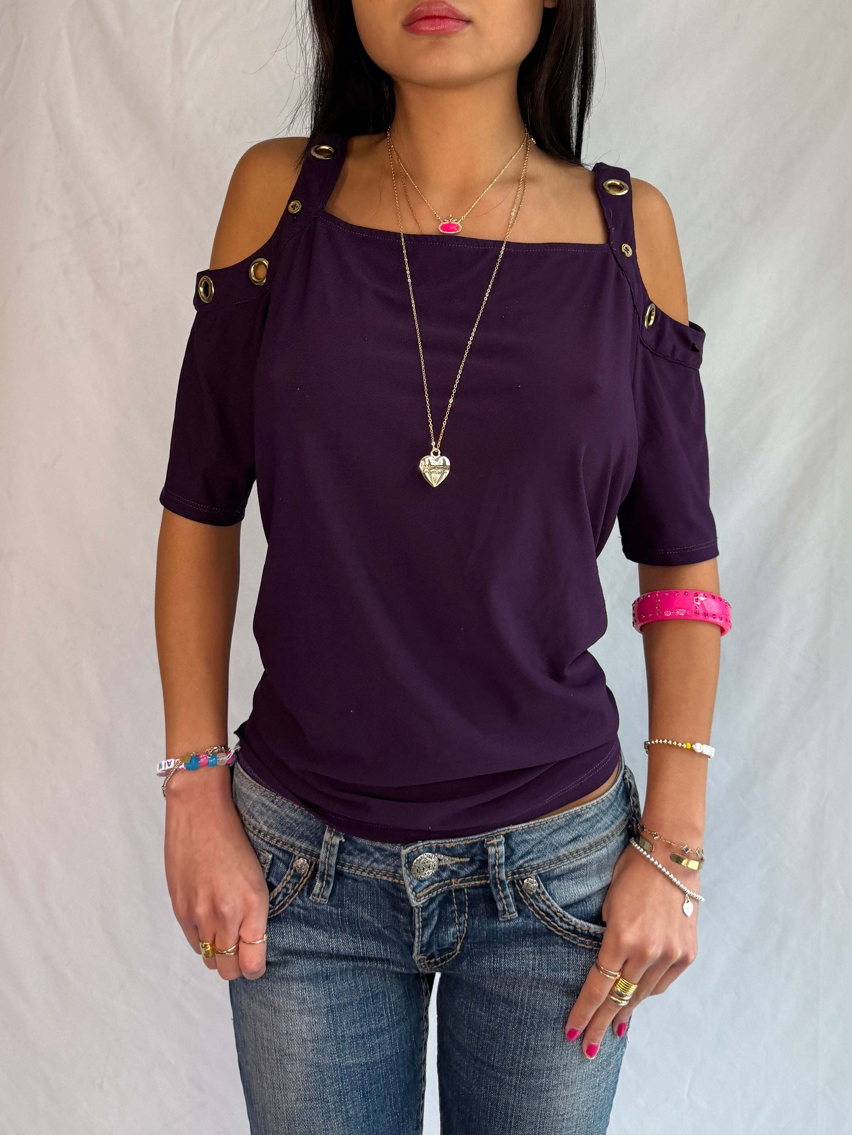 Vintage plum off the shoulder top