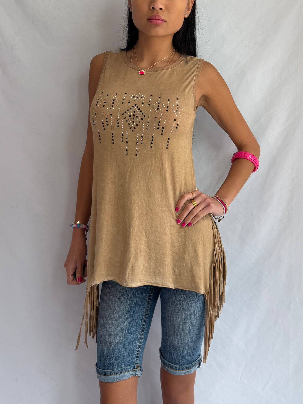 Vintage fringe tank top