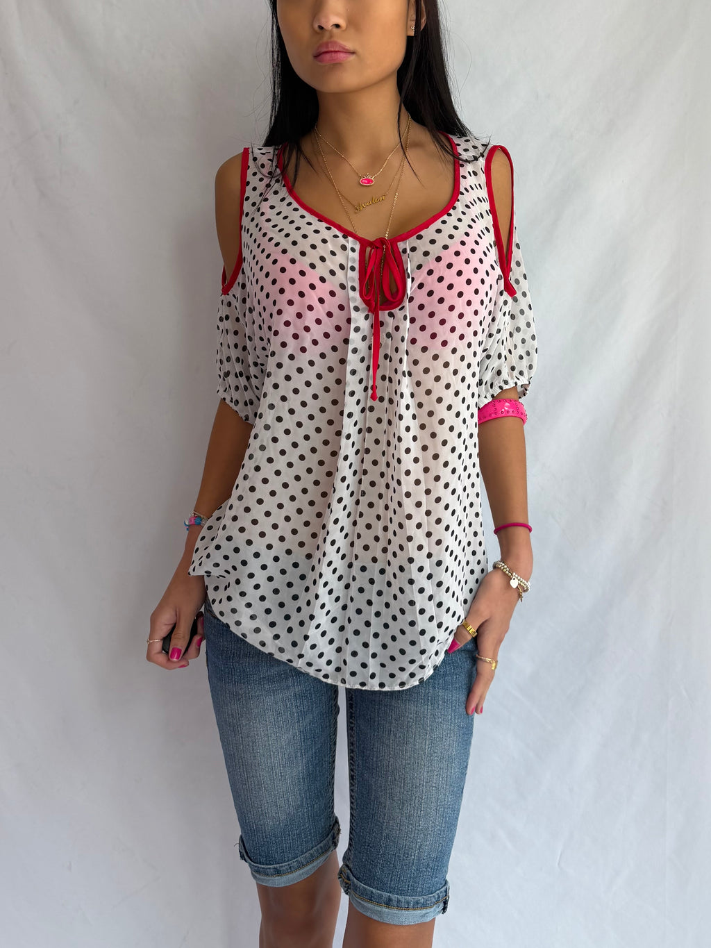 Vintage sheer polka dot top