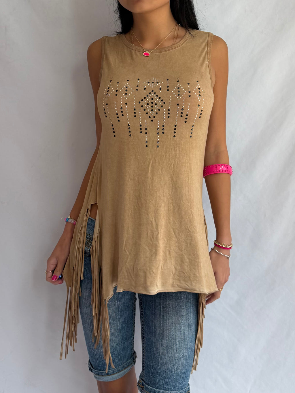 Vintage fringe tank top