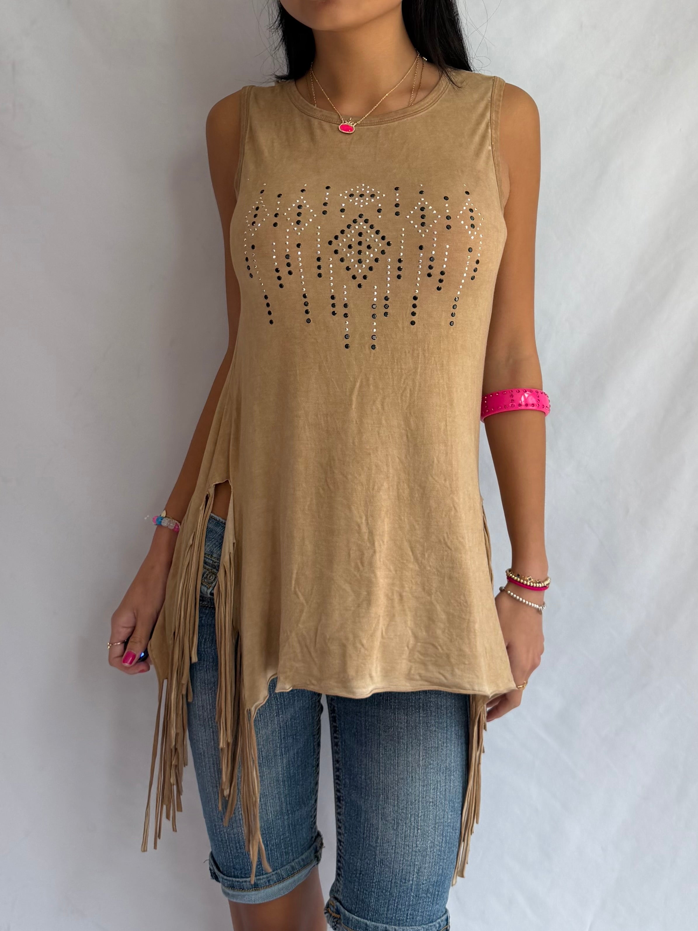 Vintage fringe tank top