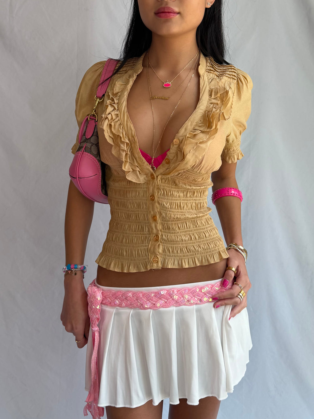 Vintage gold button up top
