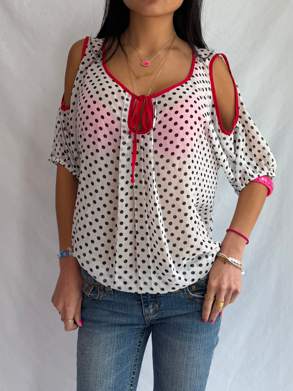Vintage sheer polka dot top