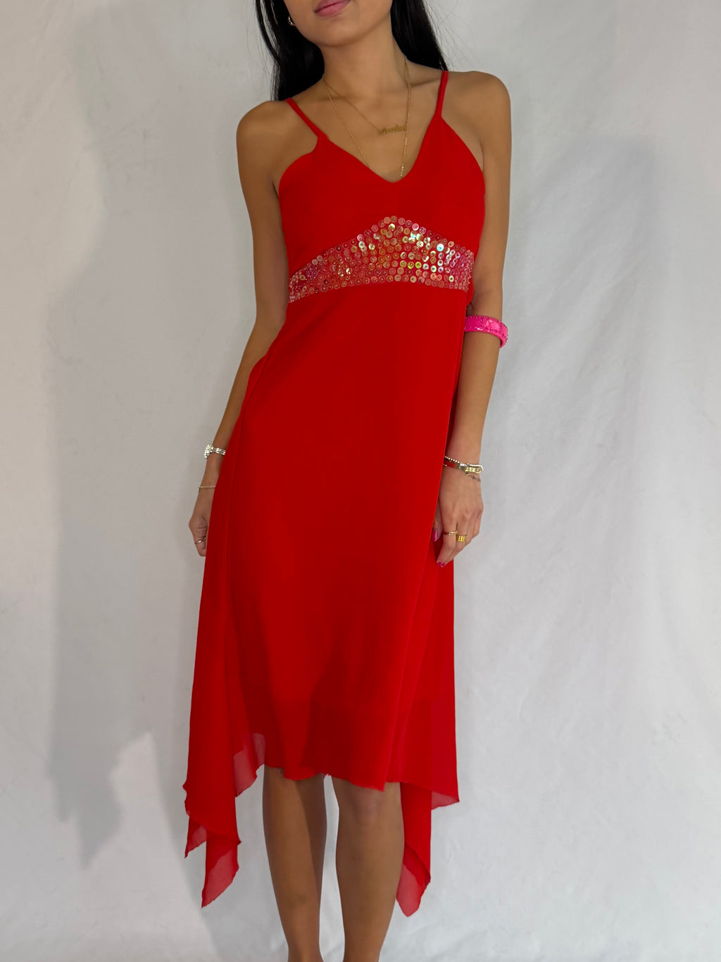Vintage red fairy midi dress