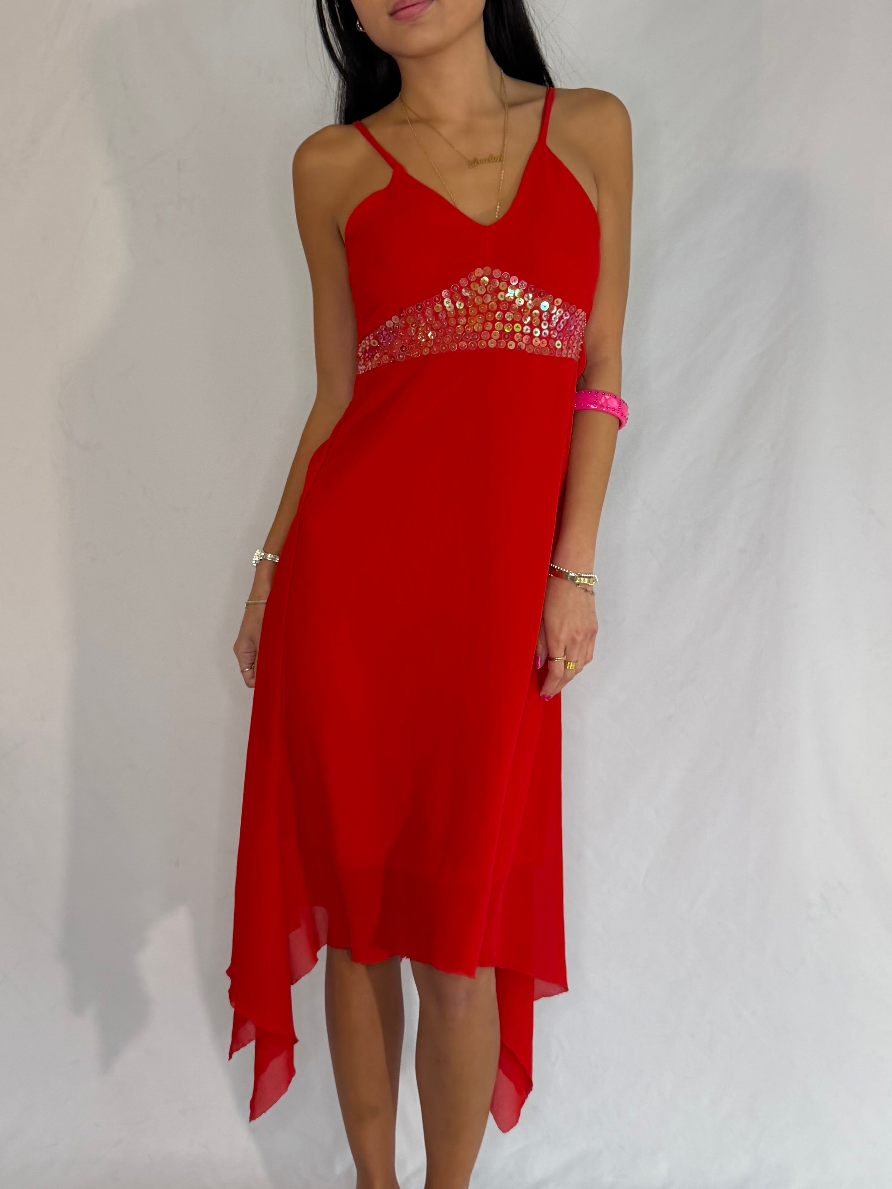 Vintage red fairy midi dress