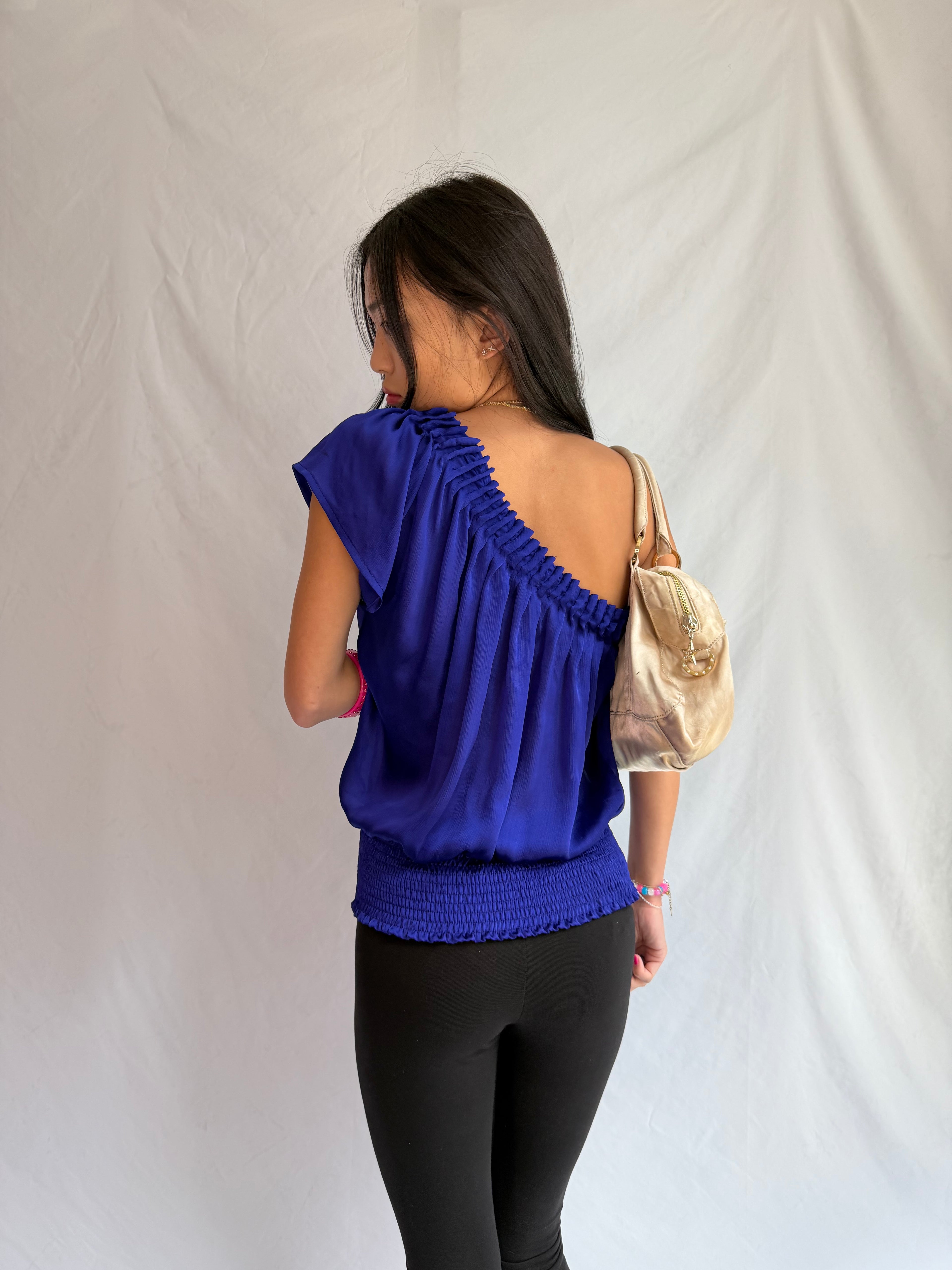 Vintage blue one shoulder top