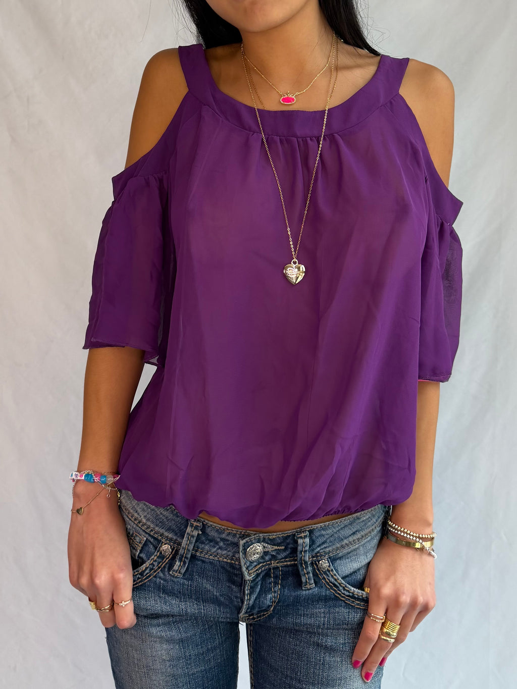 Vintage purple off the shoulder top